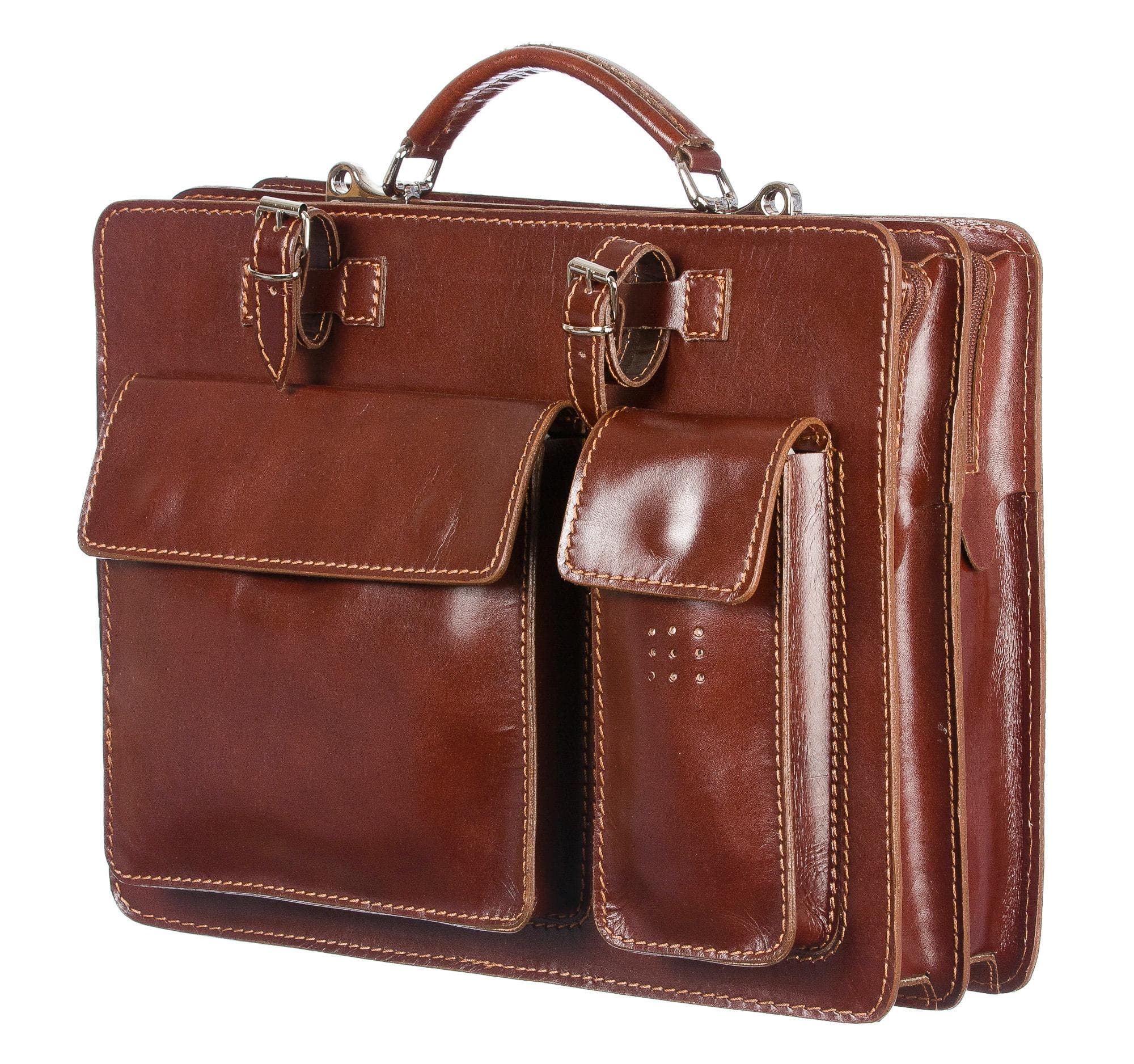 Borsa in vera pelle CHIAROSCURO mod. ALEX maxi colore MARRONE Made in Italy.