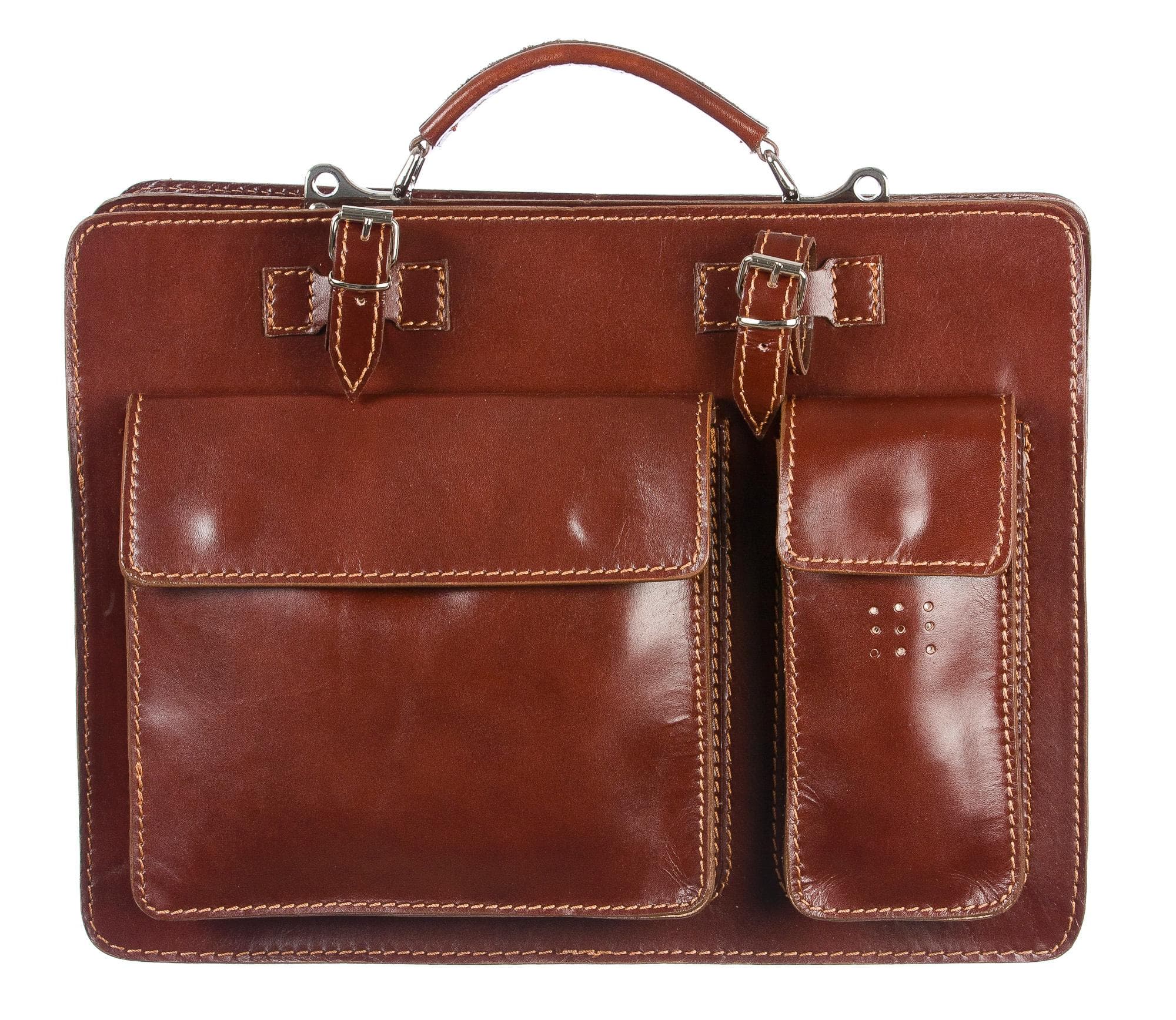 Borsa in vera pelle CHIAROSCURO mod. ALEX maxi colore MARRONE Made in Italy.