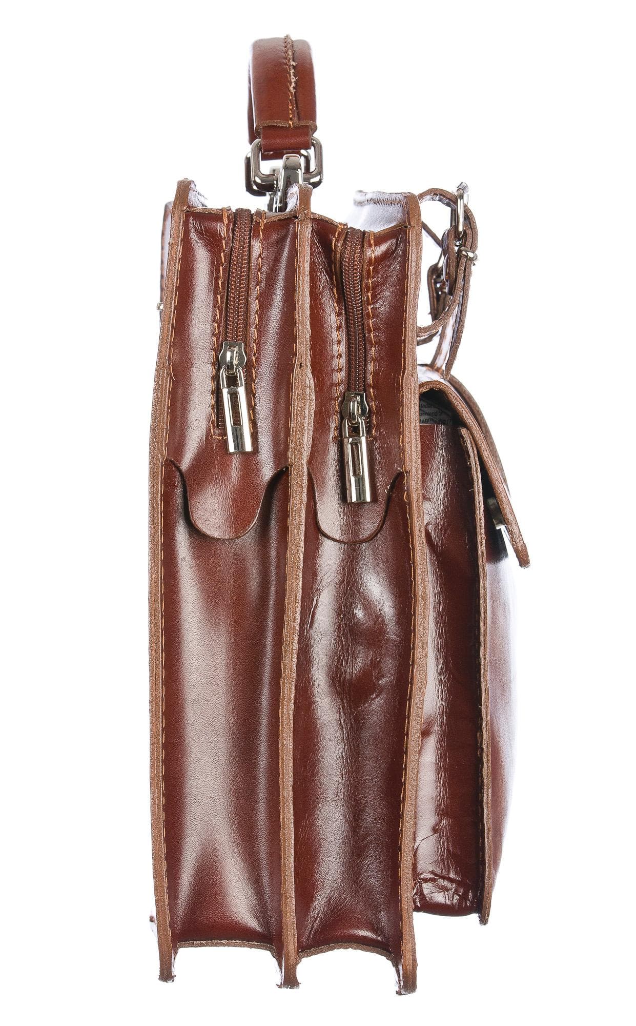 Borsa in vera pelle CHIAROSCURO mod. ALEX maxi colore MARRONE Made in Italy.