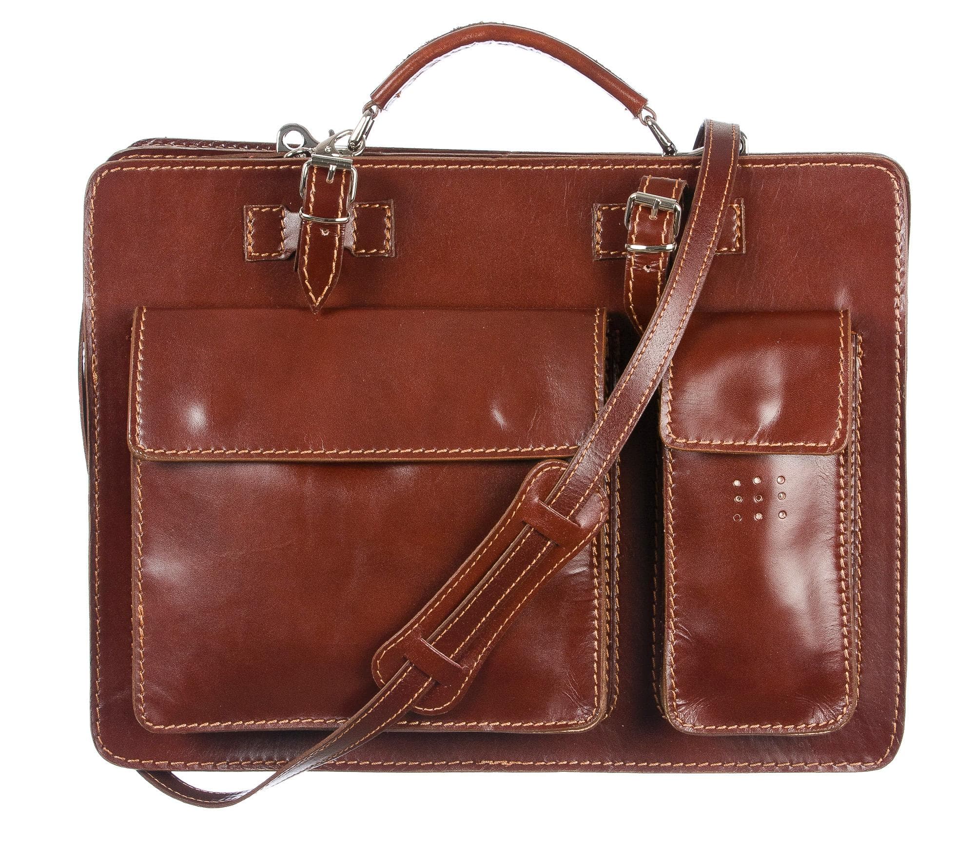 Borsa in vera pelle CHIAROSCURO mod. ALEX maxi colore MARRONE Made in Italy.
