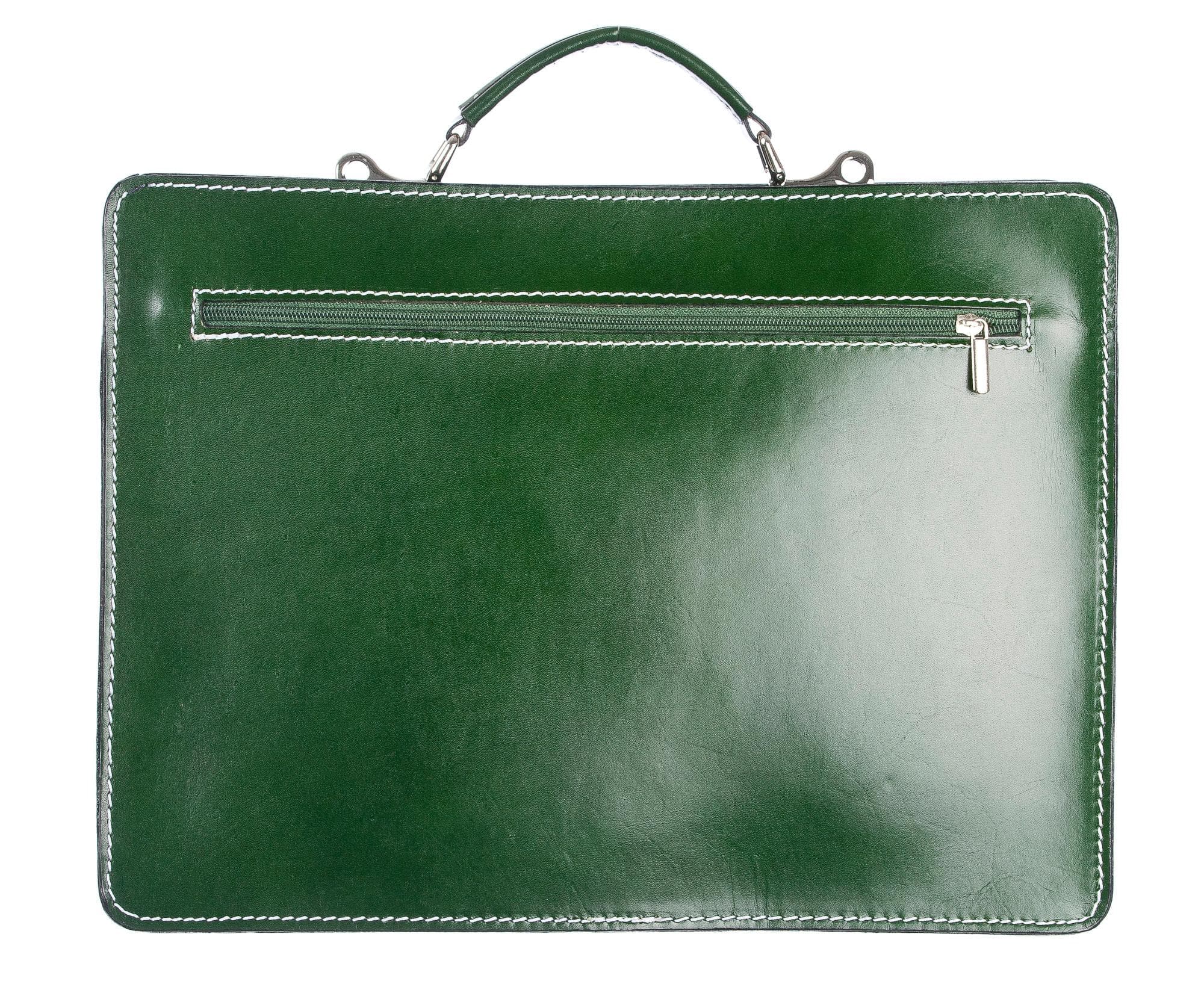 Borsa in vera pelle CHIAROSCURO mod. ALEX medium colore VERDE Made in Italy.