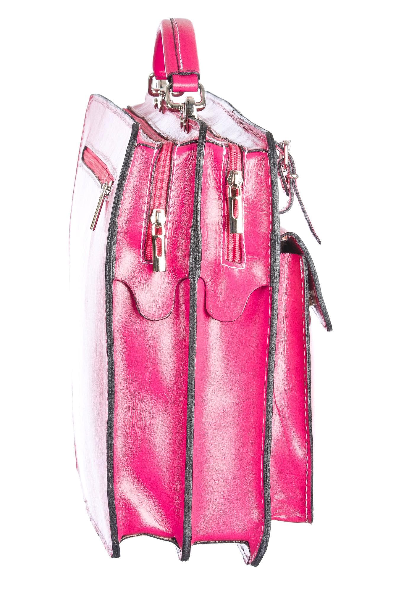 Borsa in vera pelle CHIAROSCURO mod. ALEX medium colore FUCSIA Made in Italy