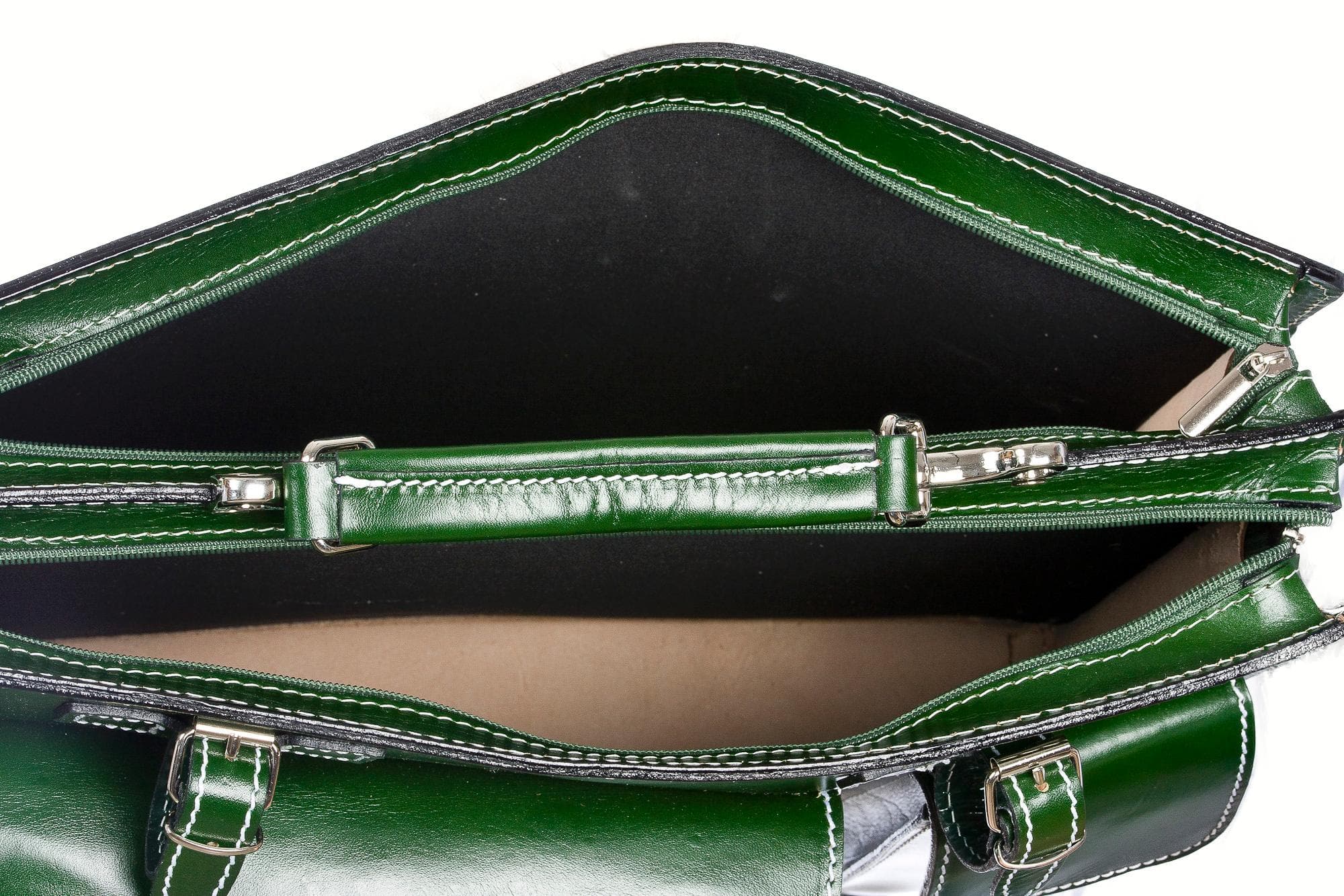 Borsa in vera pelle CHIAROSCURO mod. ALEX medium colore VERDE Made in Italy.