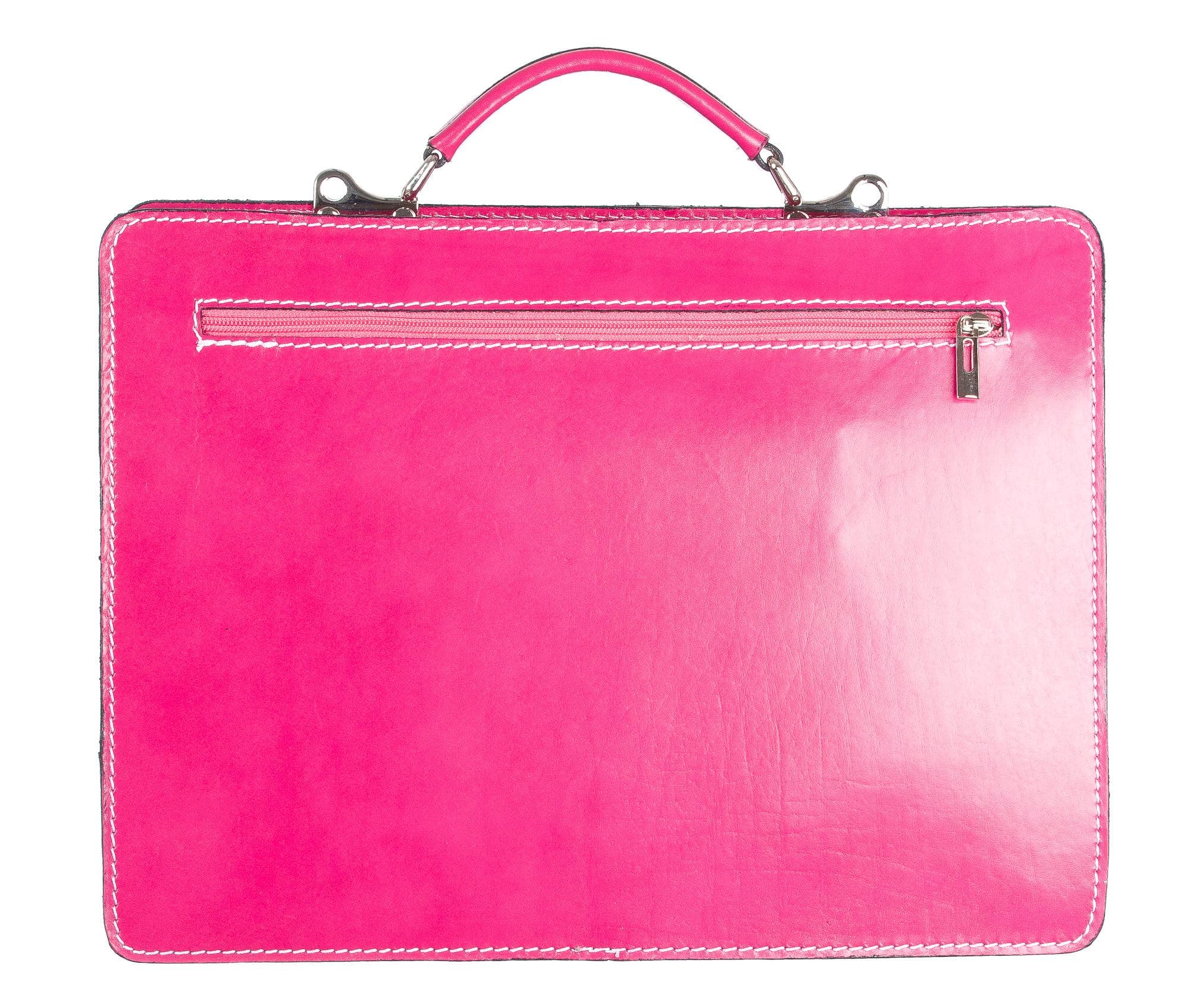 Borsa in vera pelle CHIAROSCURO mod. ALEX medium colore FUCSIA Made in Italy