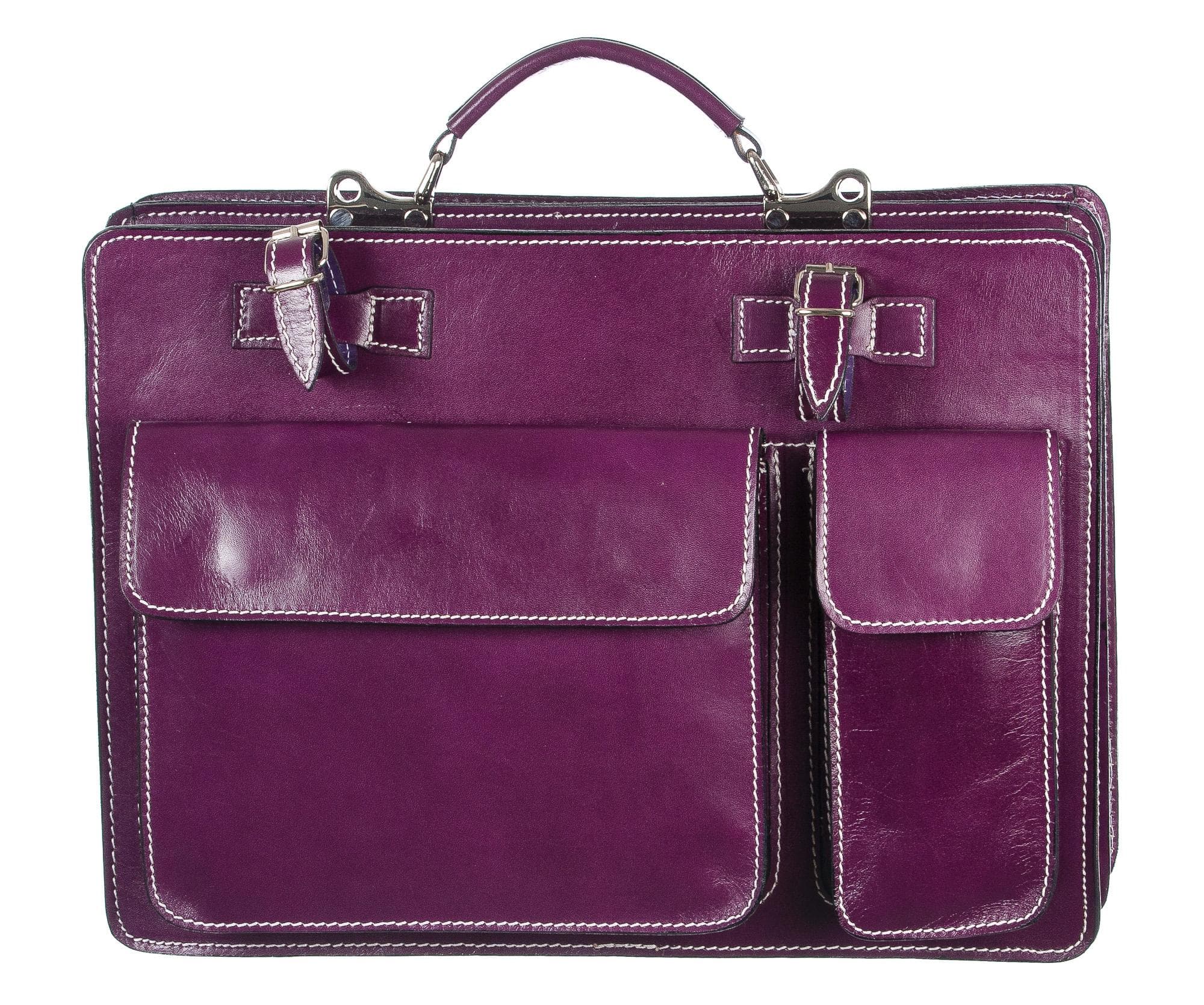 Cartella ufficio / lavoro in vera pelle CHIAROSCURO mod. ALEX maxi colore VIOLA Made in Italy.