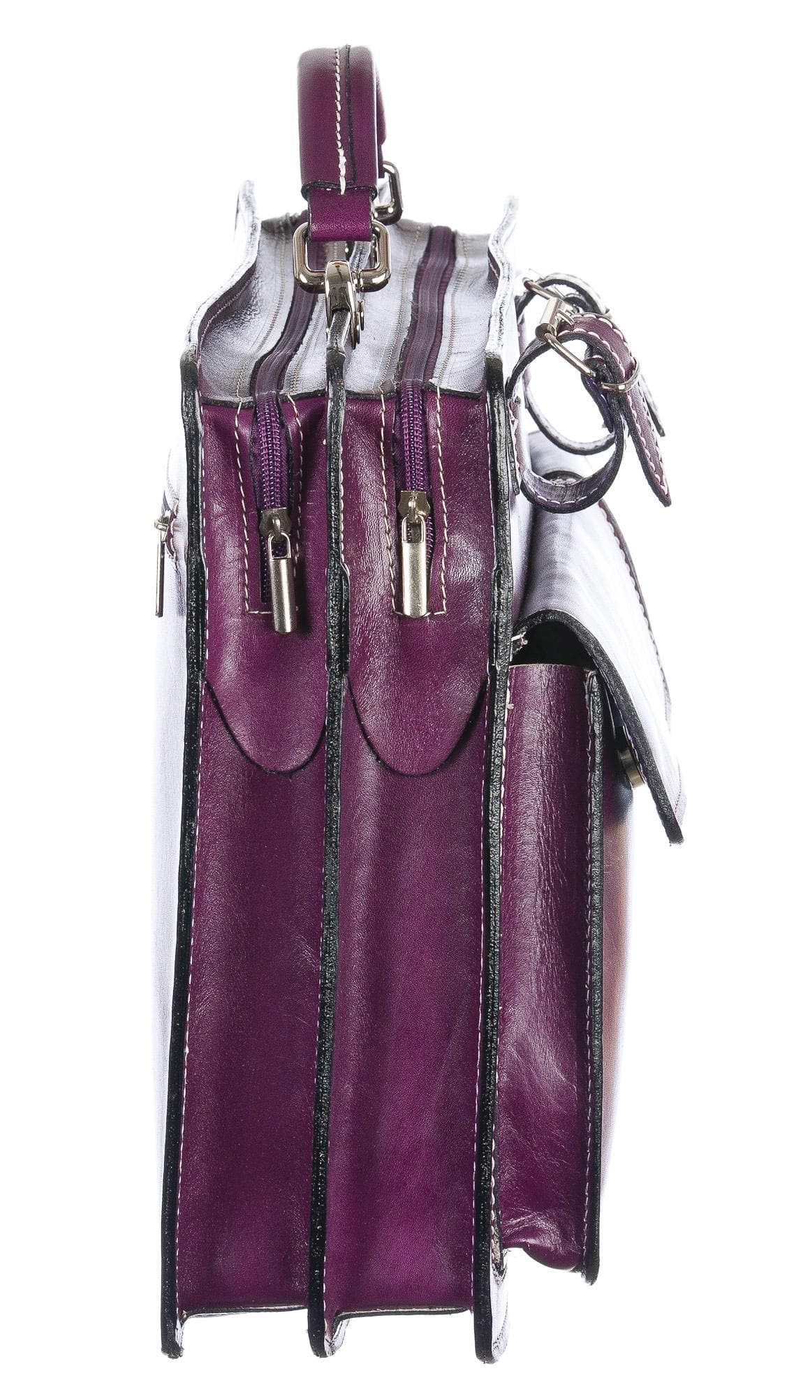 Cartella ufficio / lavoro in vera pelle CHIAROSCURO mod. ALEX maxi colore VIOLA Made in Italy.