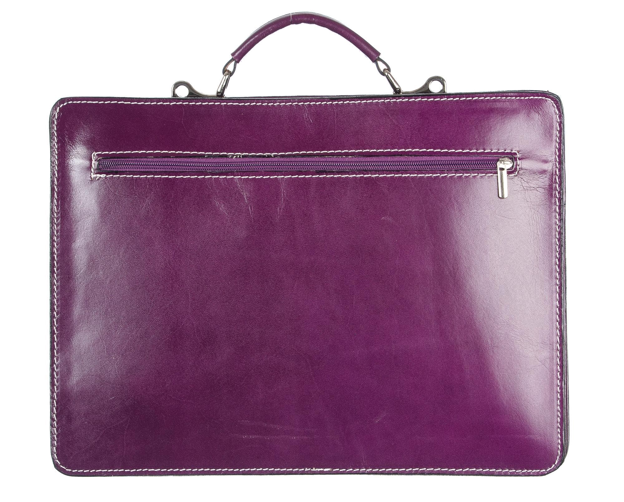 Cartella ufficio / lavoro in vera pelle CHIAROSCURO mod. ALEX maxi colore VIOLA Made in Italy.