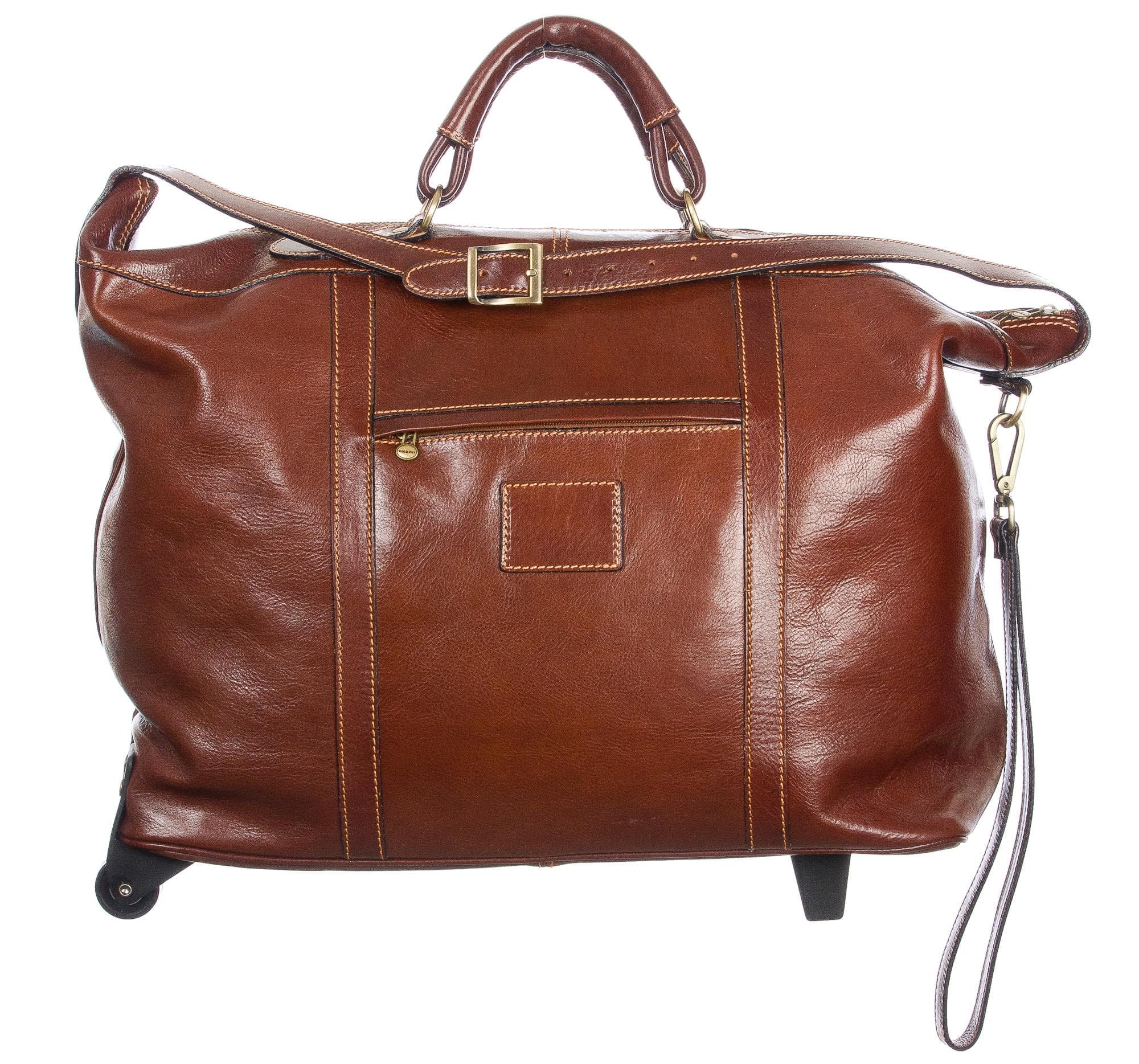Borsone viaggio in vera pelle CHIAROSCURO mod. BRENTA colore MARRONE Made in Italy.