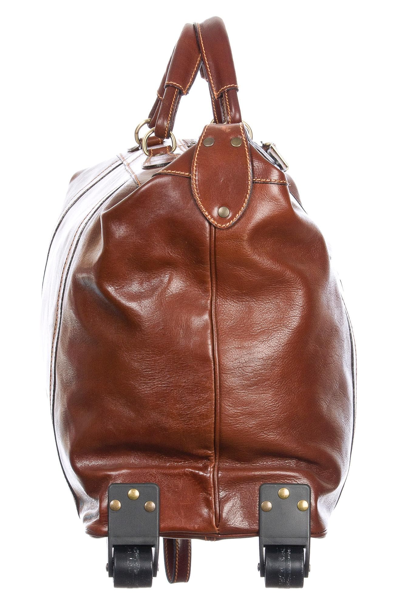Borsone viaggio in vera pelle CHIAROSCURO mod. BRENTA colore MARRONE Made in Italy.