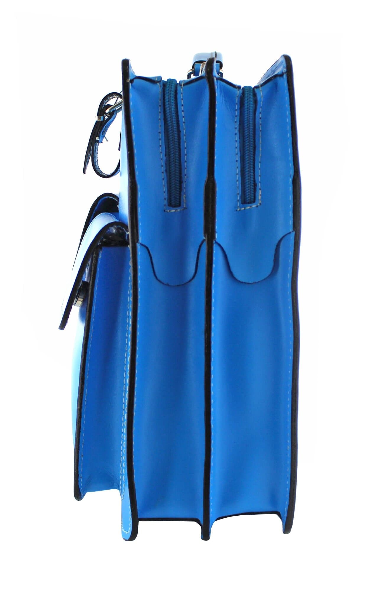 Cartella scuola/ufficio in vera pelle CHIAROSCURO mod. ALEX XXL, colore AZZURRO, Made in Italy