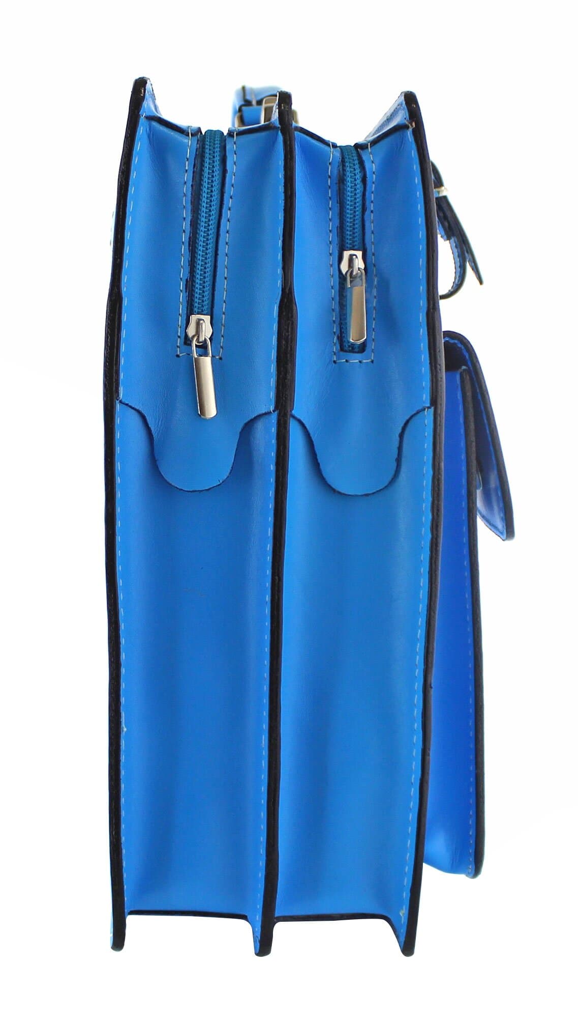 Cartella scuola/ufficio in vera pelle CHIAROSCURO mod. ALEX XXL, colore AZZURRO, Made in Italy