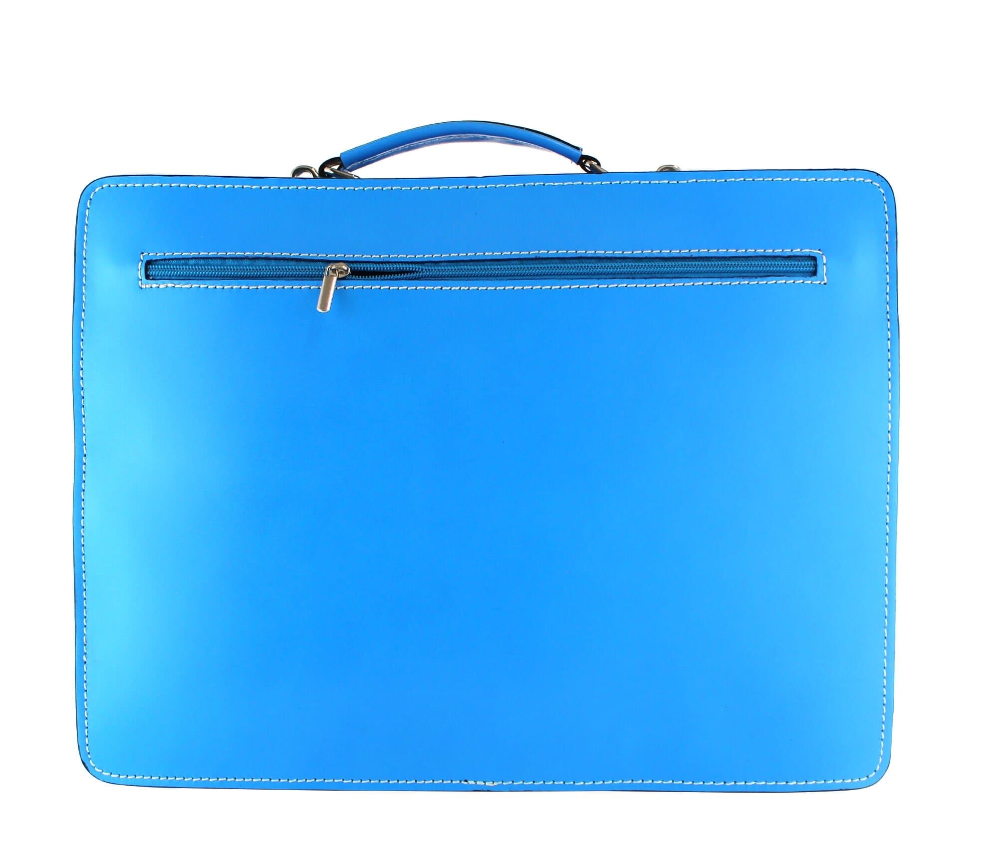 Cartella scuola/ufficio in vera pelle CHIAROSCURO mod. ALEX XXL, colore AZZURRO, Made in Italy