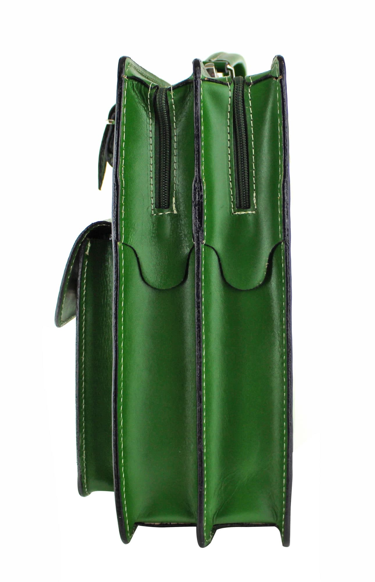 Cartella scuola/ufficio in vera pelle CHIAROSCURO mod. ALEX XXL, colore VERDE, Made in Italy