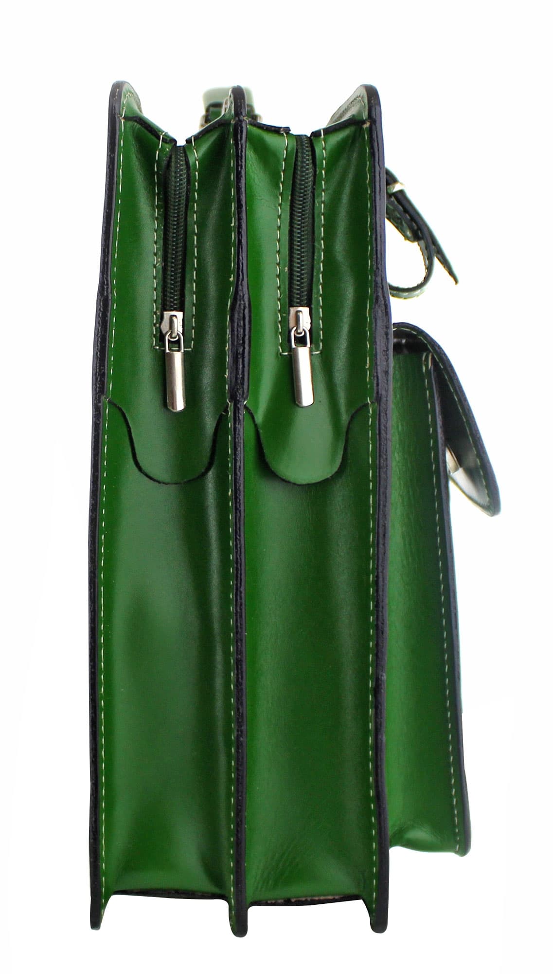 Cartella scuola/ufficio in vera pelle CHIAROSCURO mod. ALEX XXL, colore VERDE, Made in Italy