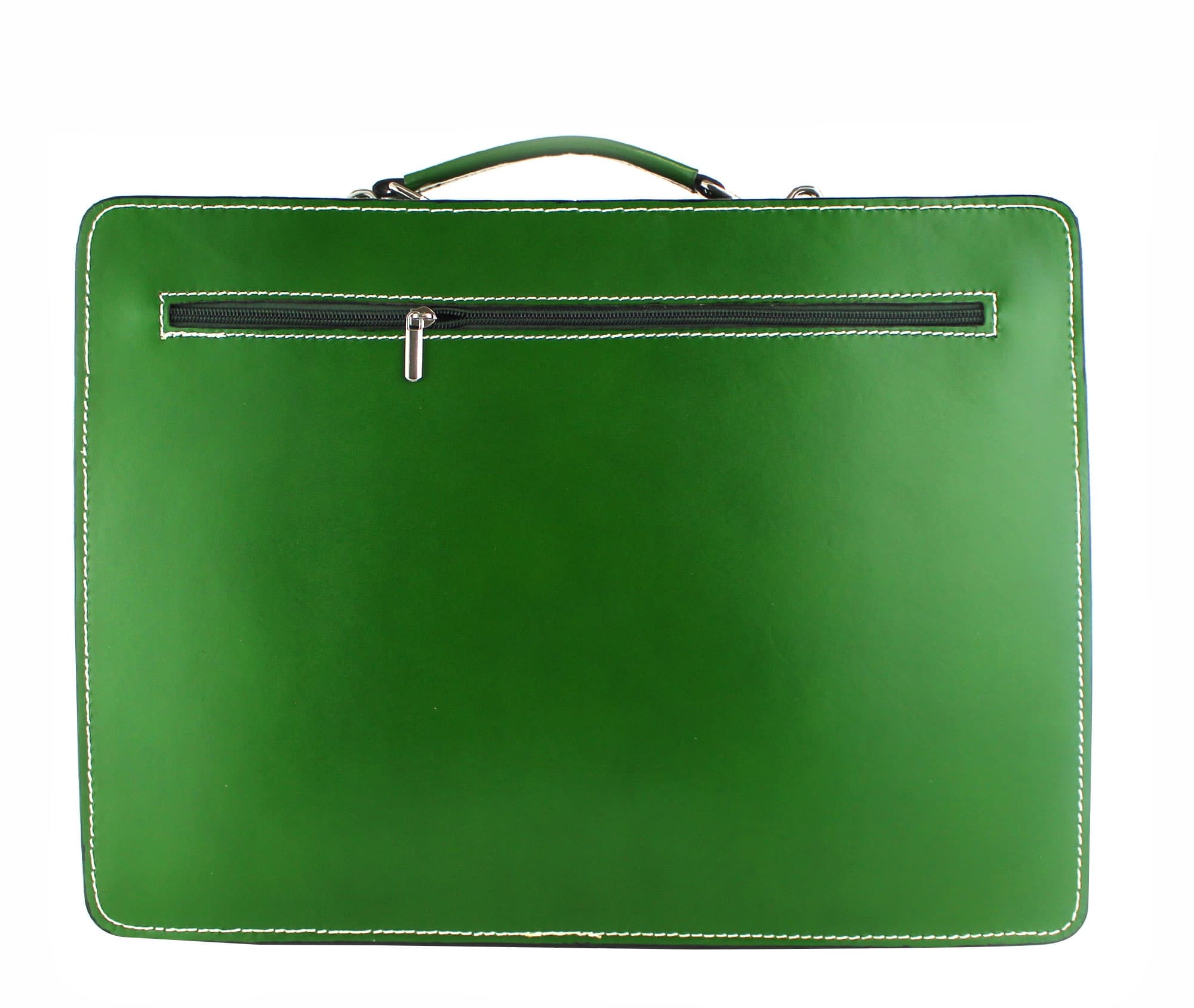 Cartella scuola/ufficio in vera pelle CHIAROSCURO mod. ALEX XXL, colore VERDE, Made in Italy