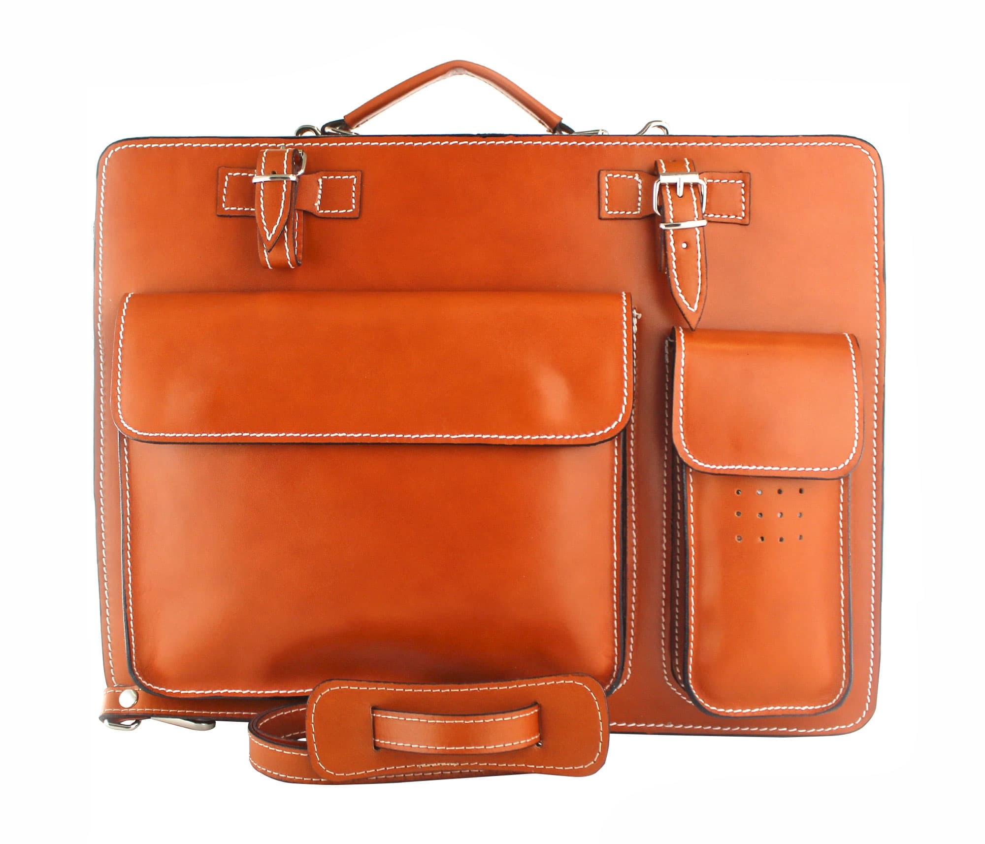 Cartella scuola/ufficio in vera pelle CHIAROSCURO mod. ALEX XXL, colore MIELE, Made in Italy