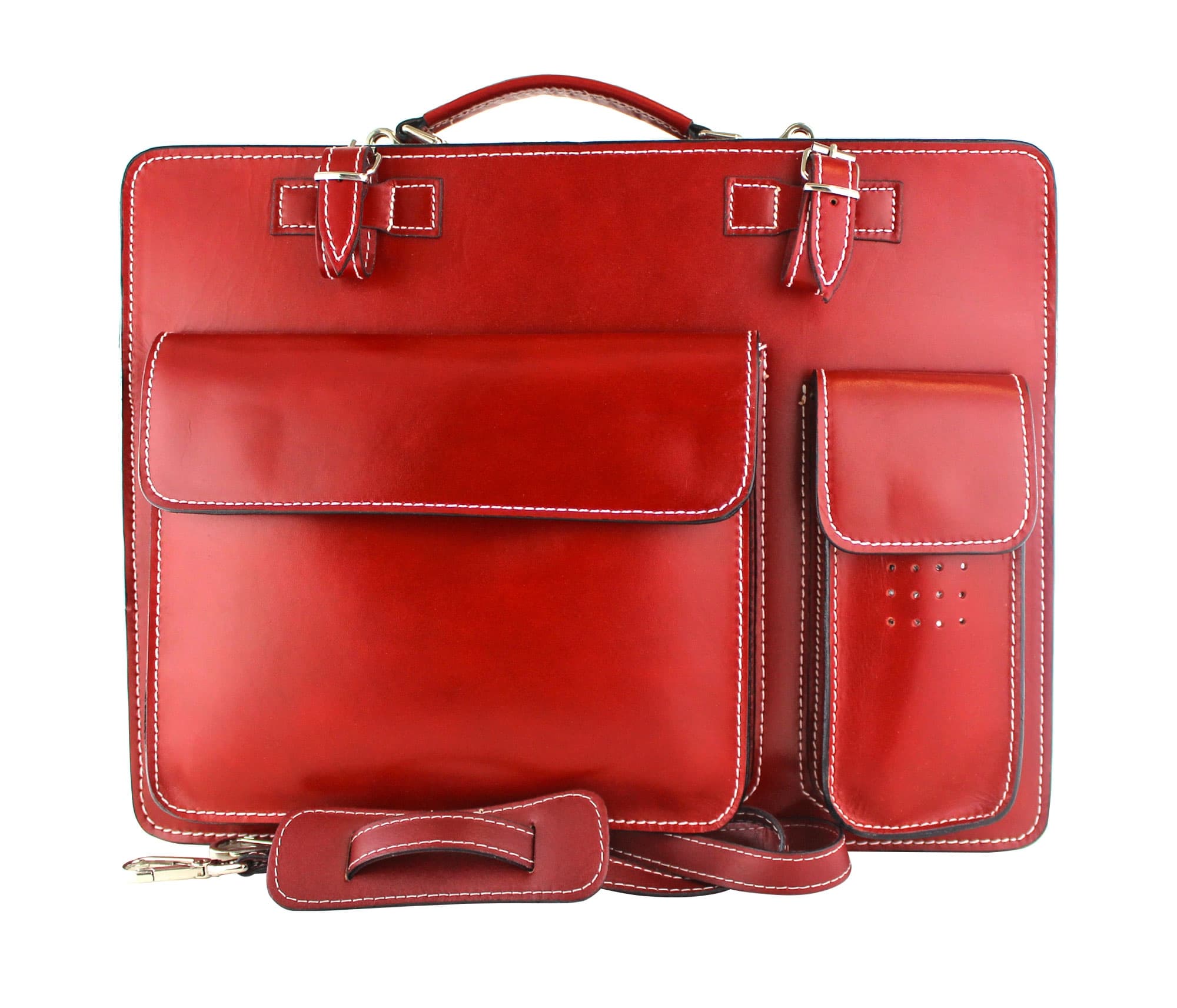 Cartella scuola/ufficio in vera pelle CHIAROSCURO mod. ALEX XXL, colore ROSSO, Made in Italy