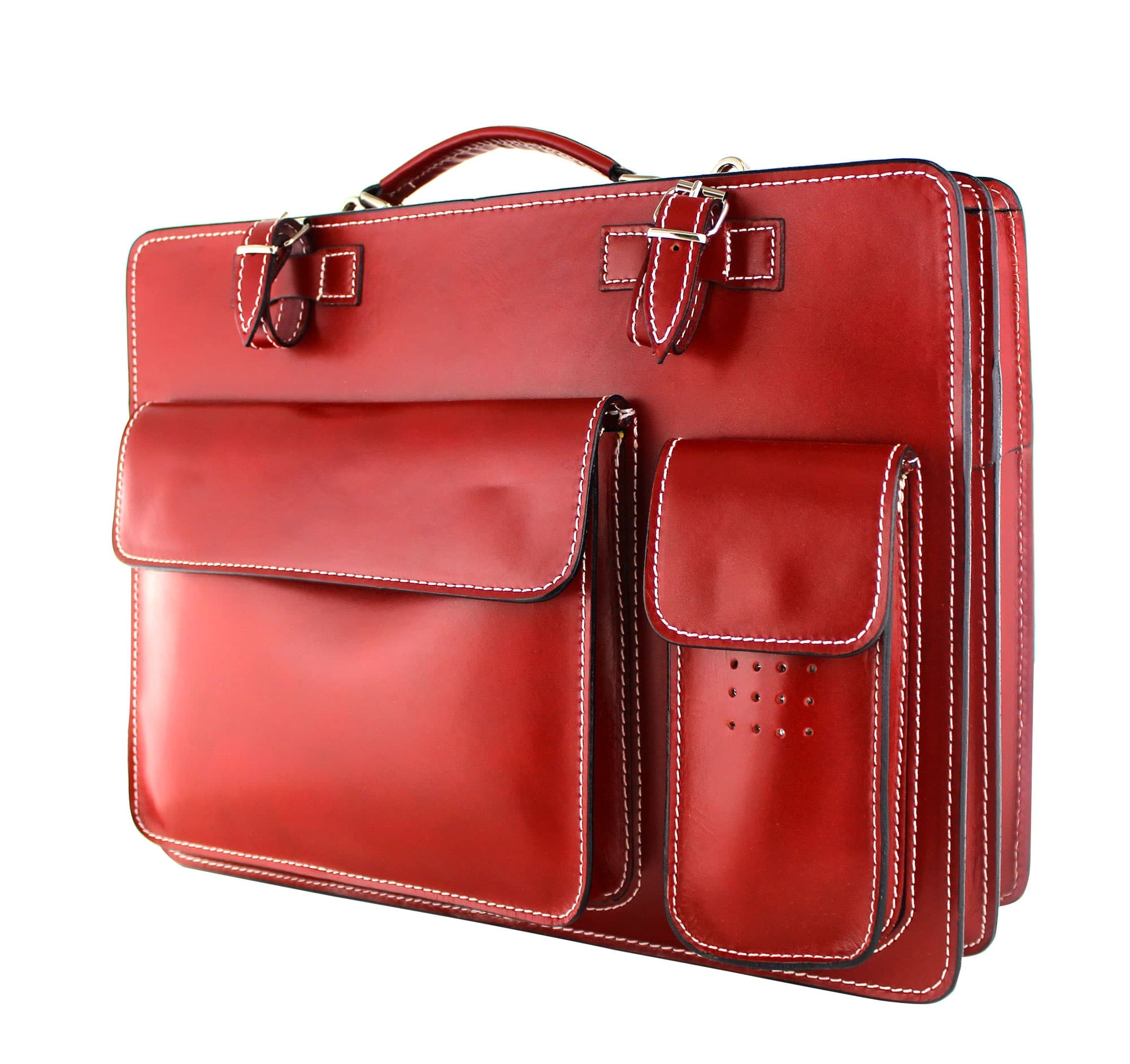 Cartella scuola/ufficio in vera pelle CHIAROSCURO mod. ALEX XXL, colore ROSSO, Made in Italy