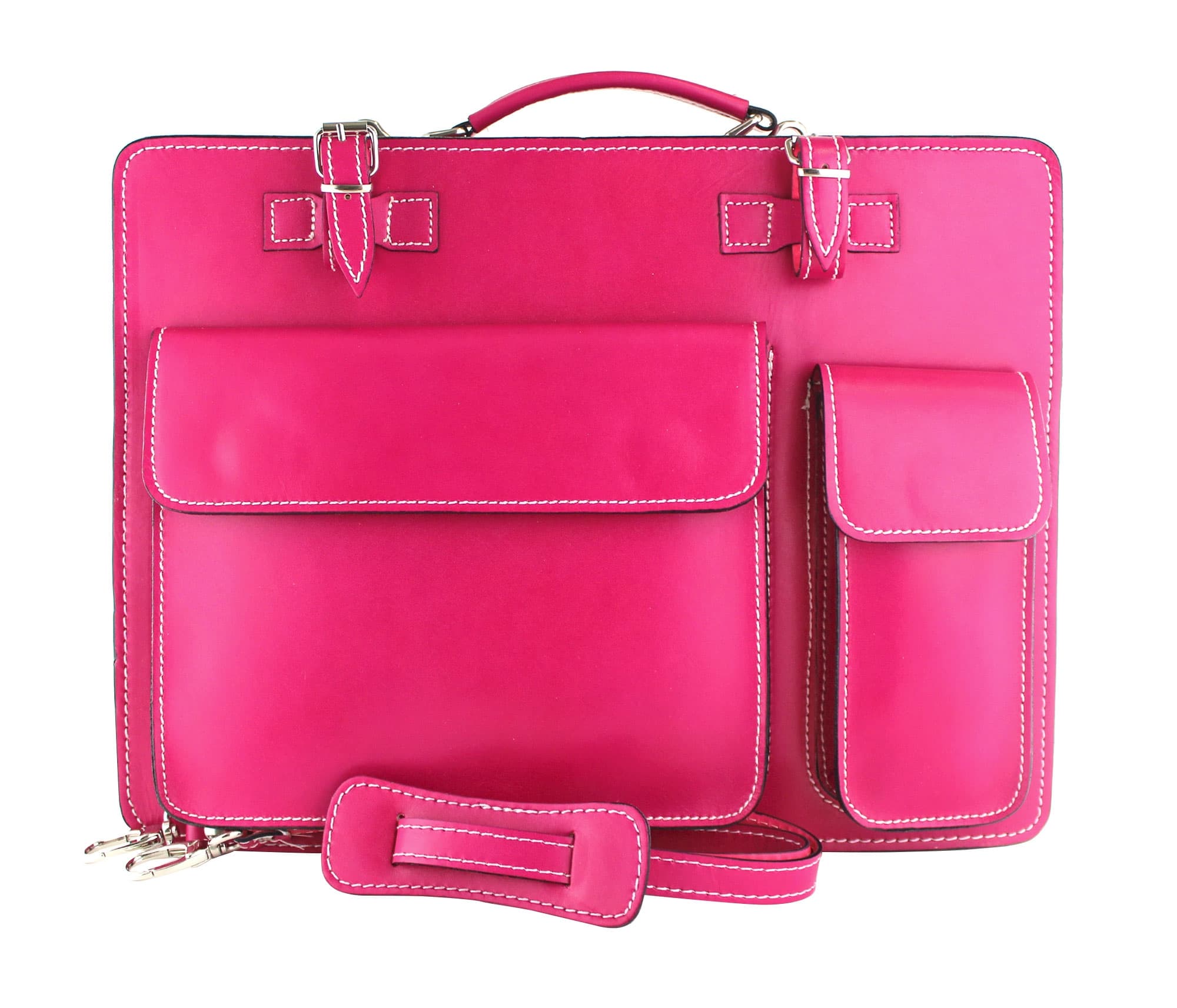 Cartella scuola/ufficio in vera pelle CHIAROSCURO mod. ALEX XXL, colore FUCSIA, Made in Italy