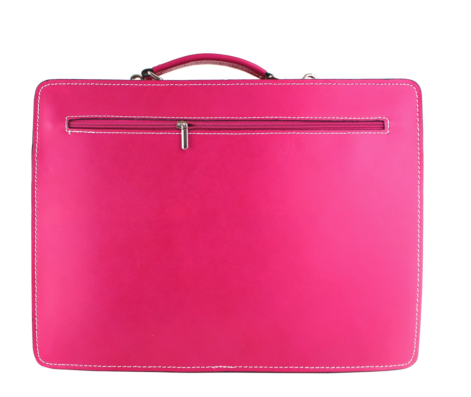 Cartella scuola/ufficio in vera pelle CHIAROSCURO mod. ALEX XXL, colore FUCSIA, Made in Italy