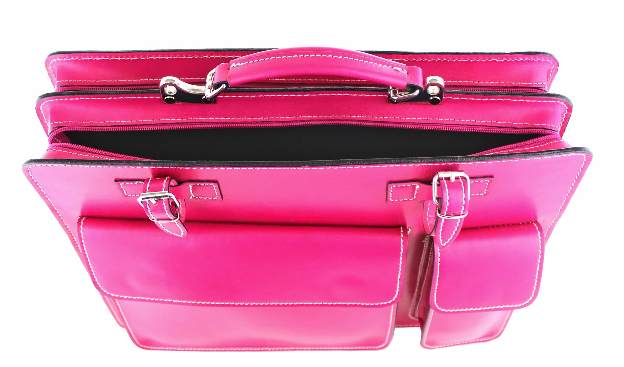 Cartella scuola/ufficio in vera pelle CHIAROSCURO mod. ALEX XXL, colore FUCSIA, Made in Italy