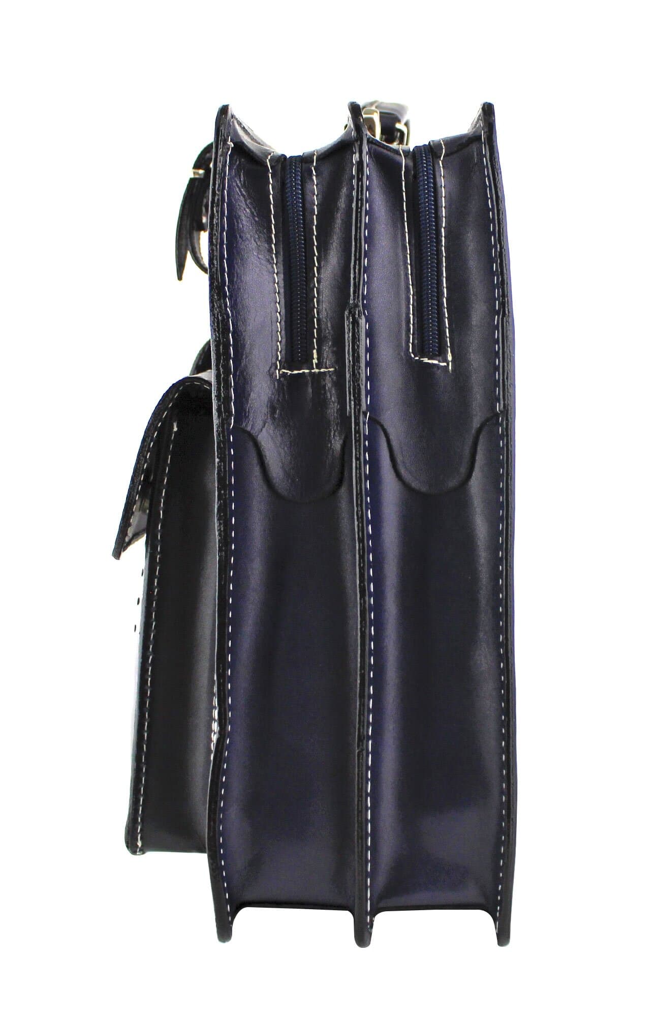 Cartella scuola/ufficio in vera pelle CHIAROSCURO mod. ALEX XXL, colore BLU, Made in Italy
