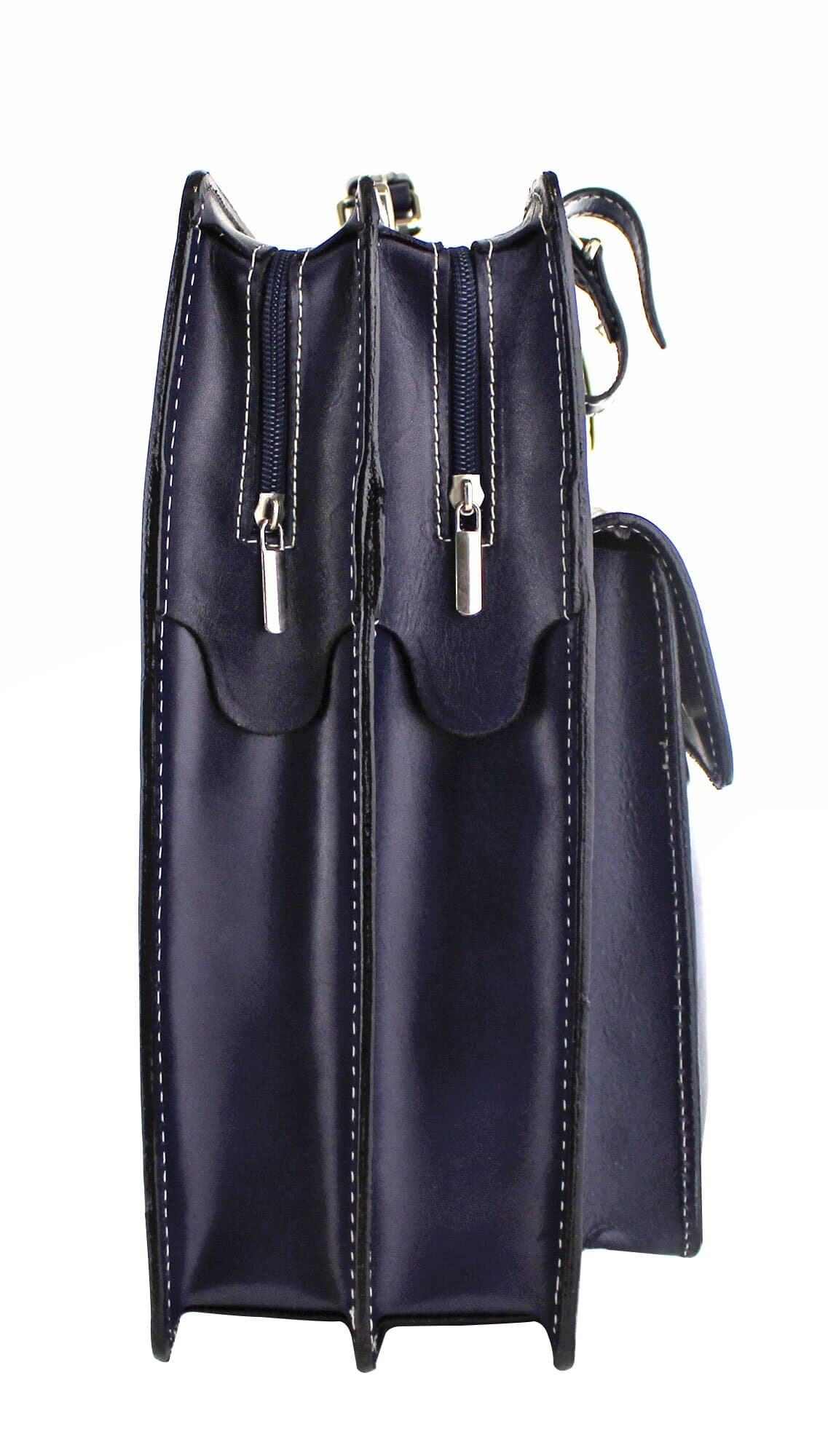 Cartella scuola/ufficio in vera pelle CHIAROSCURO mod. ALEX XXL, colore BLU, Made in Italy