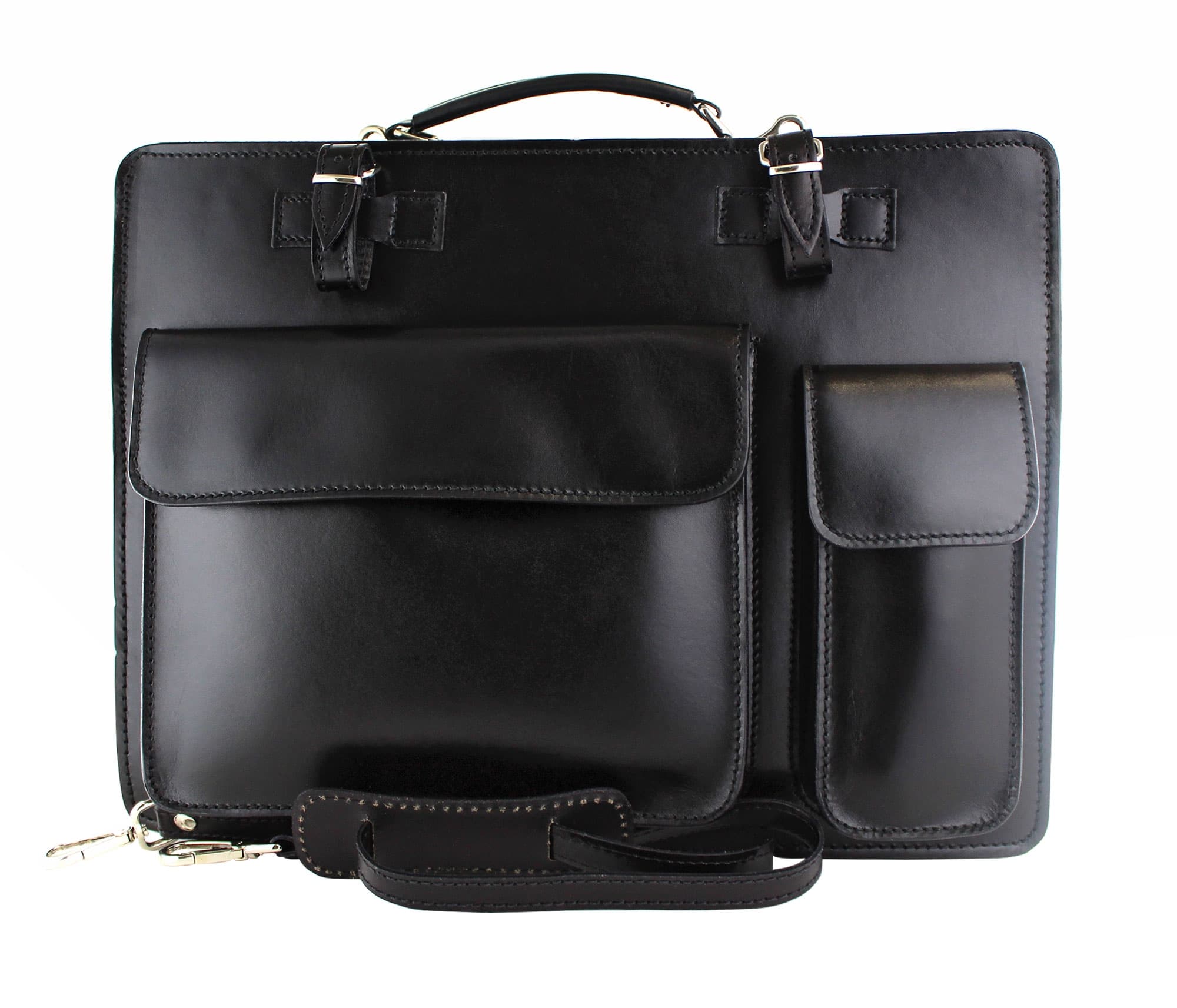 Cartella scuola/ufficio in vera pelle CHIAROSCURO mod. ALEX XXL, colore NERO, Made in Italy