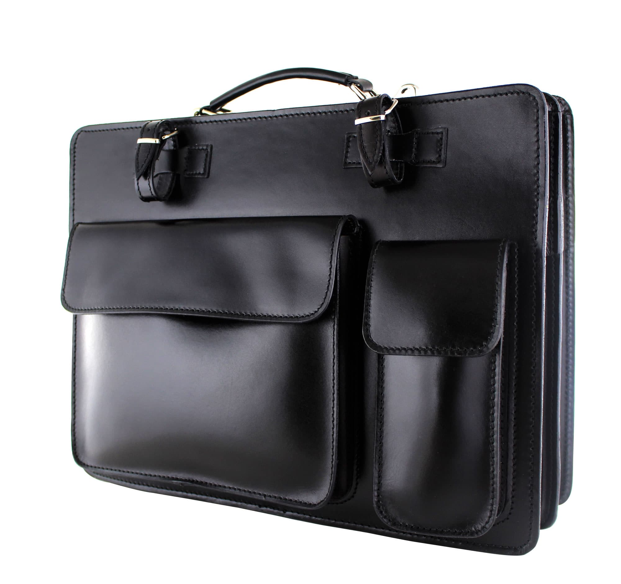 Cartella scuola/ufficio in vera pelle CHIAROSCURO mod. ALEX XXL, colore NERO, Made in Italy