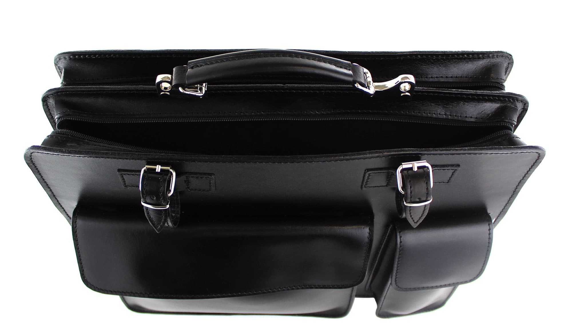 Cartella scuola/ufficio in vera pelle CHIAROSCURO mod. ALEX XXL, colore NERO, Made in Italy