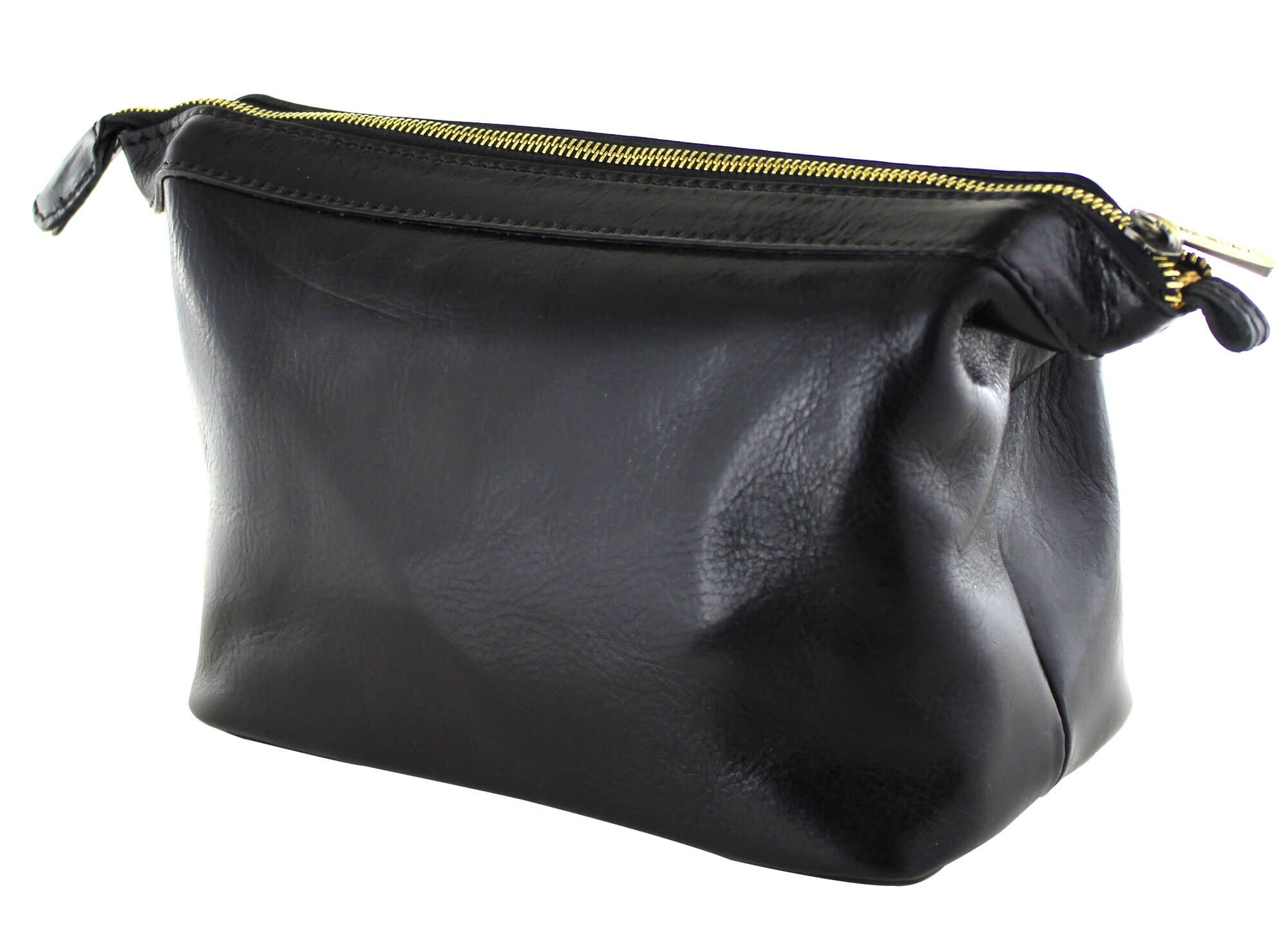 Borsa beauty uomo / donna in vera pelle CHIAROSCURO mod. ENDY colore NERO Made in Italy