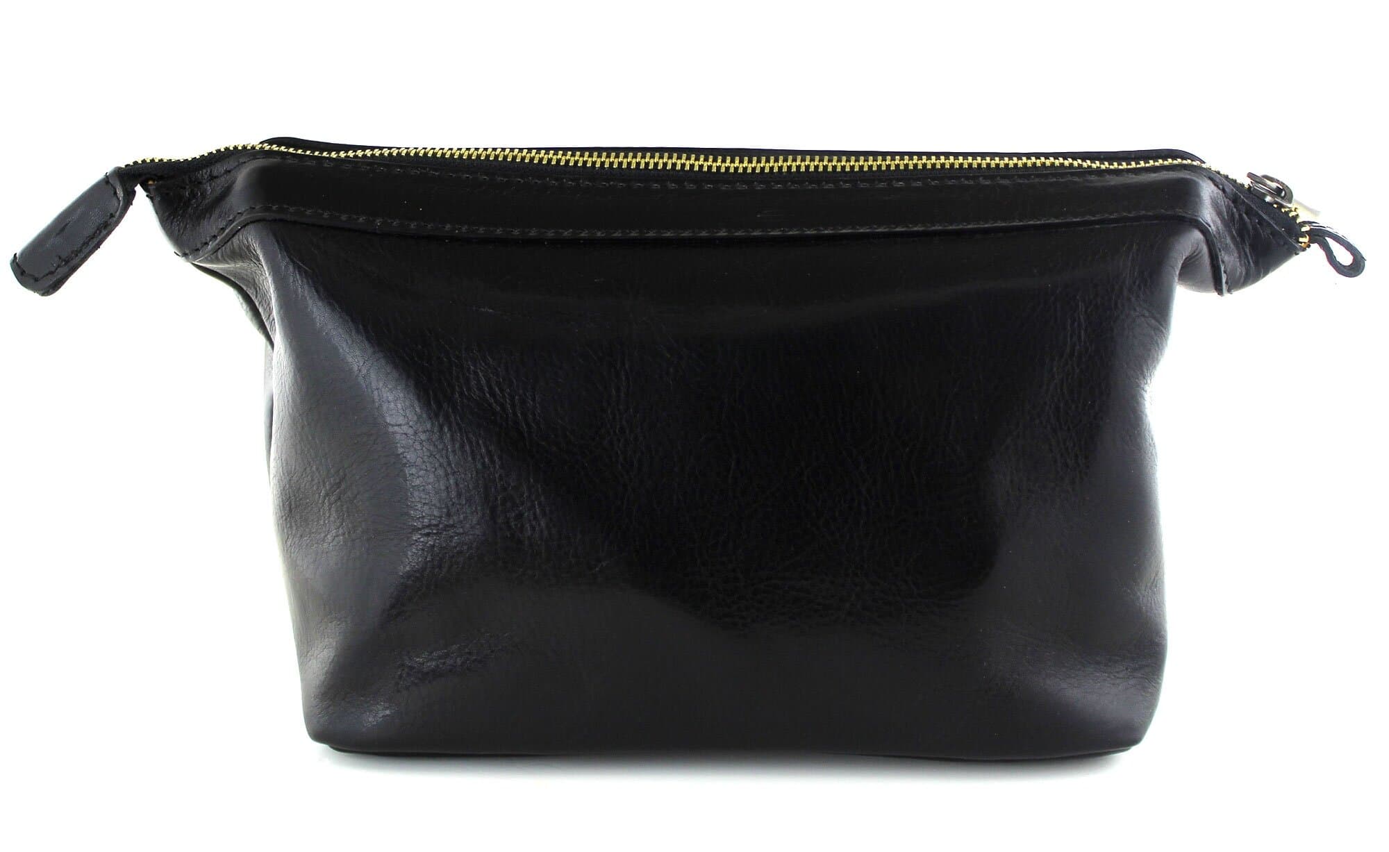 Borsa beauty uomo / donna in vera pelle CHIAROSCURO mod. ENDY colore NERO Made in Italy