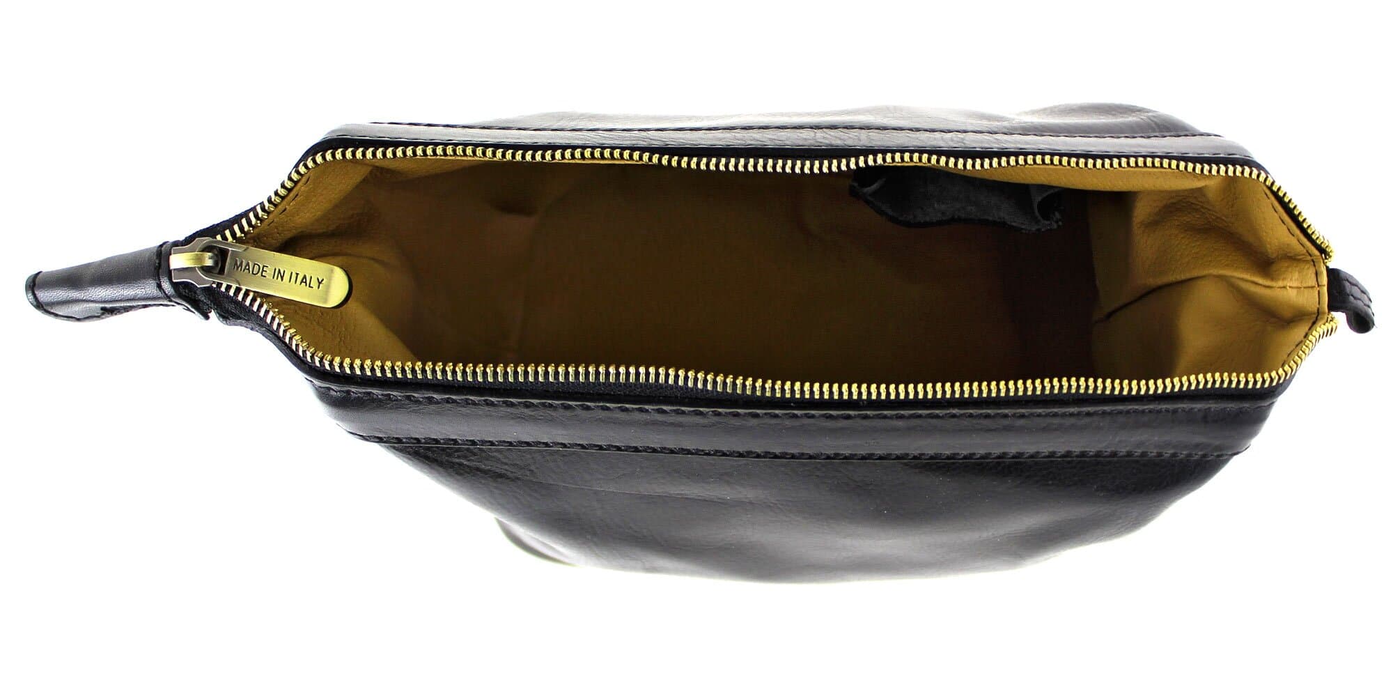 Borsa beauty uomo / donna in vera pelle CHIAROSCURO mod. ENDY colore NERO Made in Italy