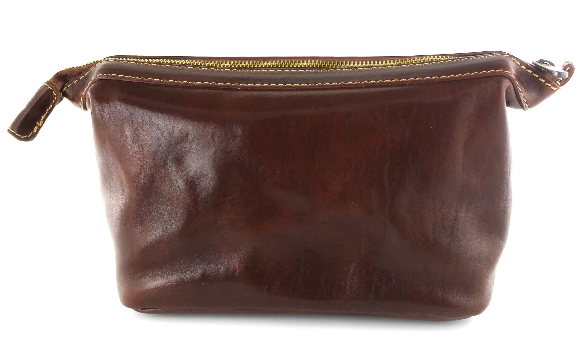 Borsa beauty uomo / donna in vera pelle CHIAROSCURO mod. ENDY colore TESTA DI MORO Made in Italy