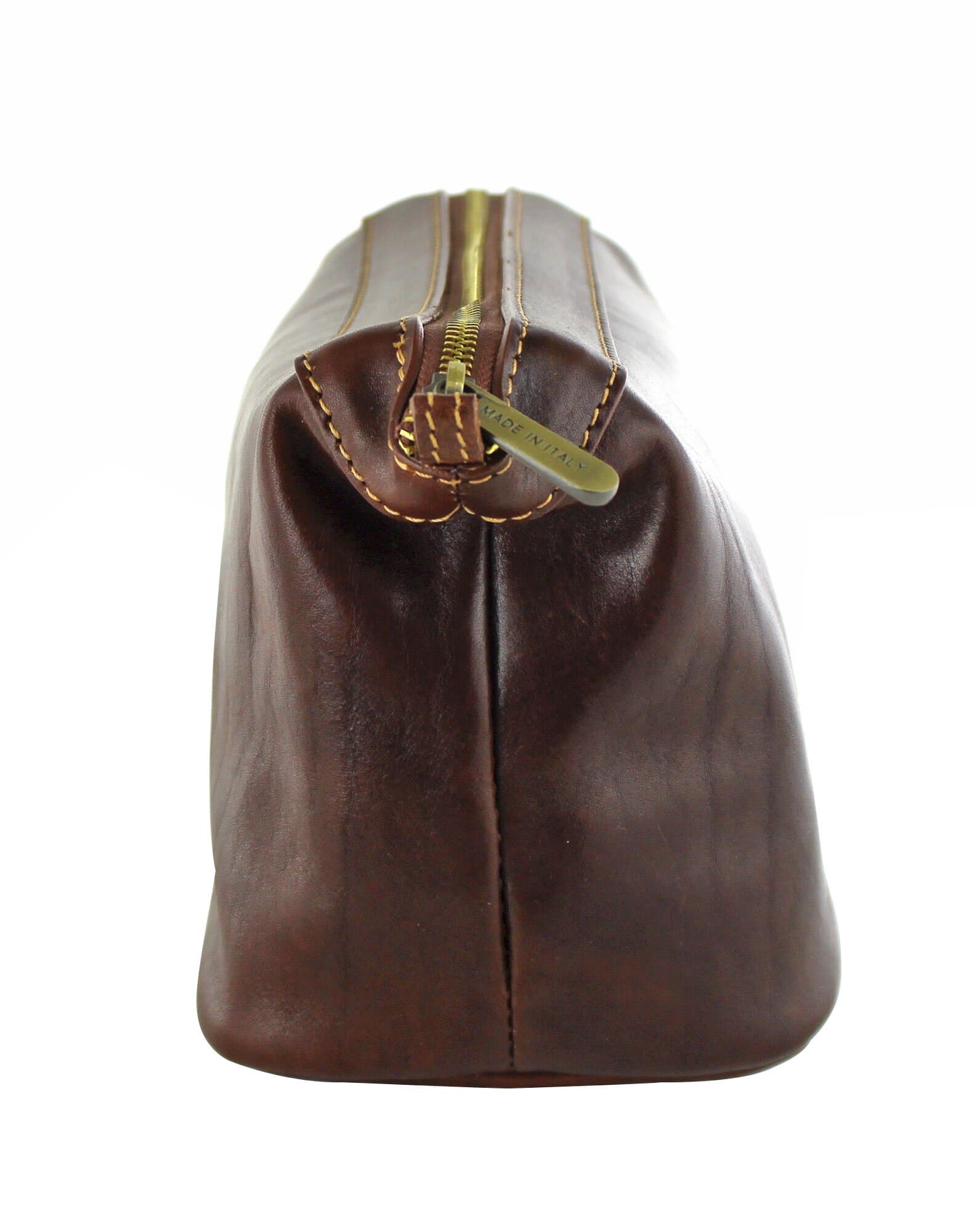 Borsa beauty uomo / donna in vera pelle CHIAROSCURO mod. ENDY colore TESTA DI MORO Made in Italy
