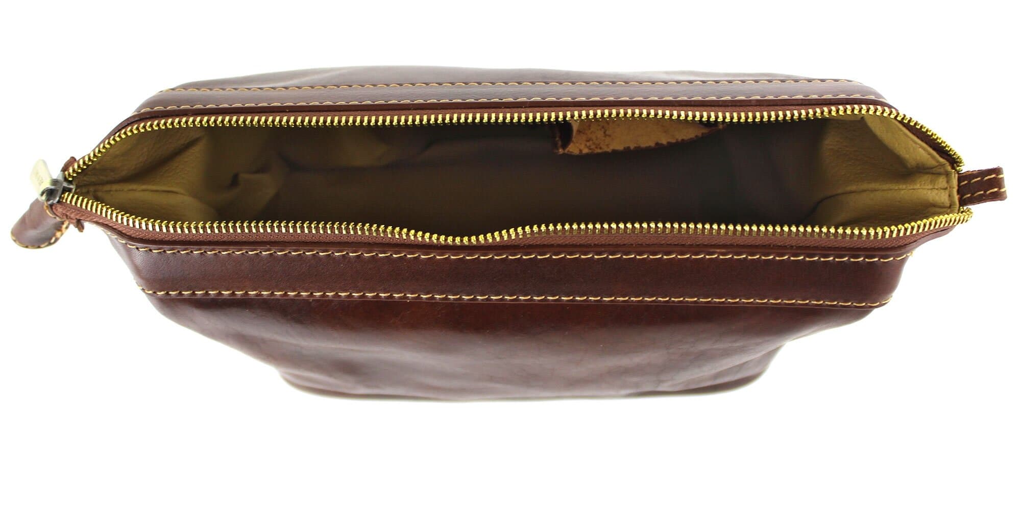 Borsa beauty uomo / donna in vera pelle CHIAROSCURO mod. ENDY colore TESTA DI MORO Made in Italy