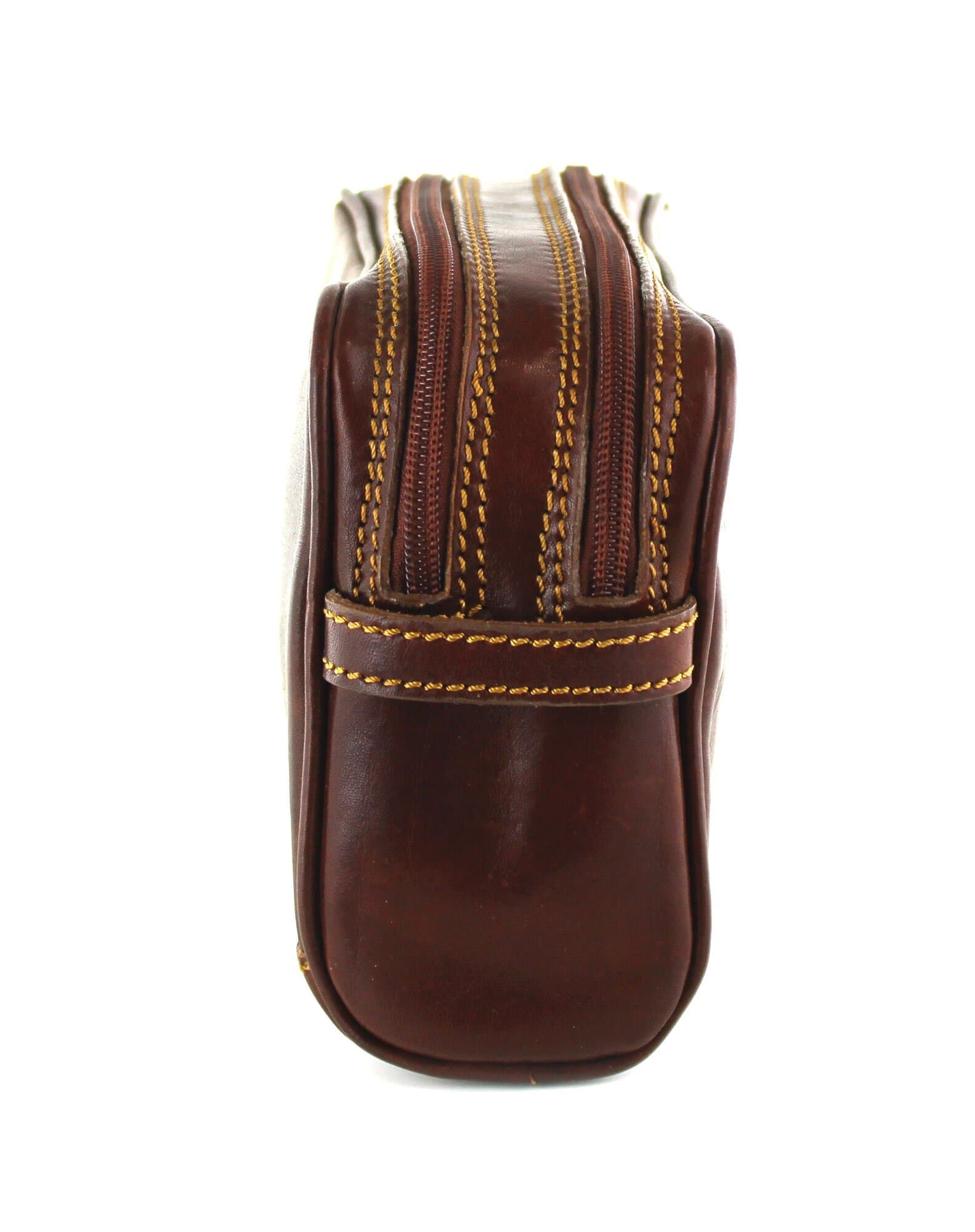 Borsa beauty uomo / donna in vera pelle CHIAROSCURO mod. TONY colore MARRONE Made in Italy