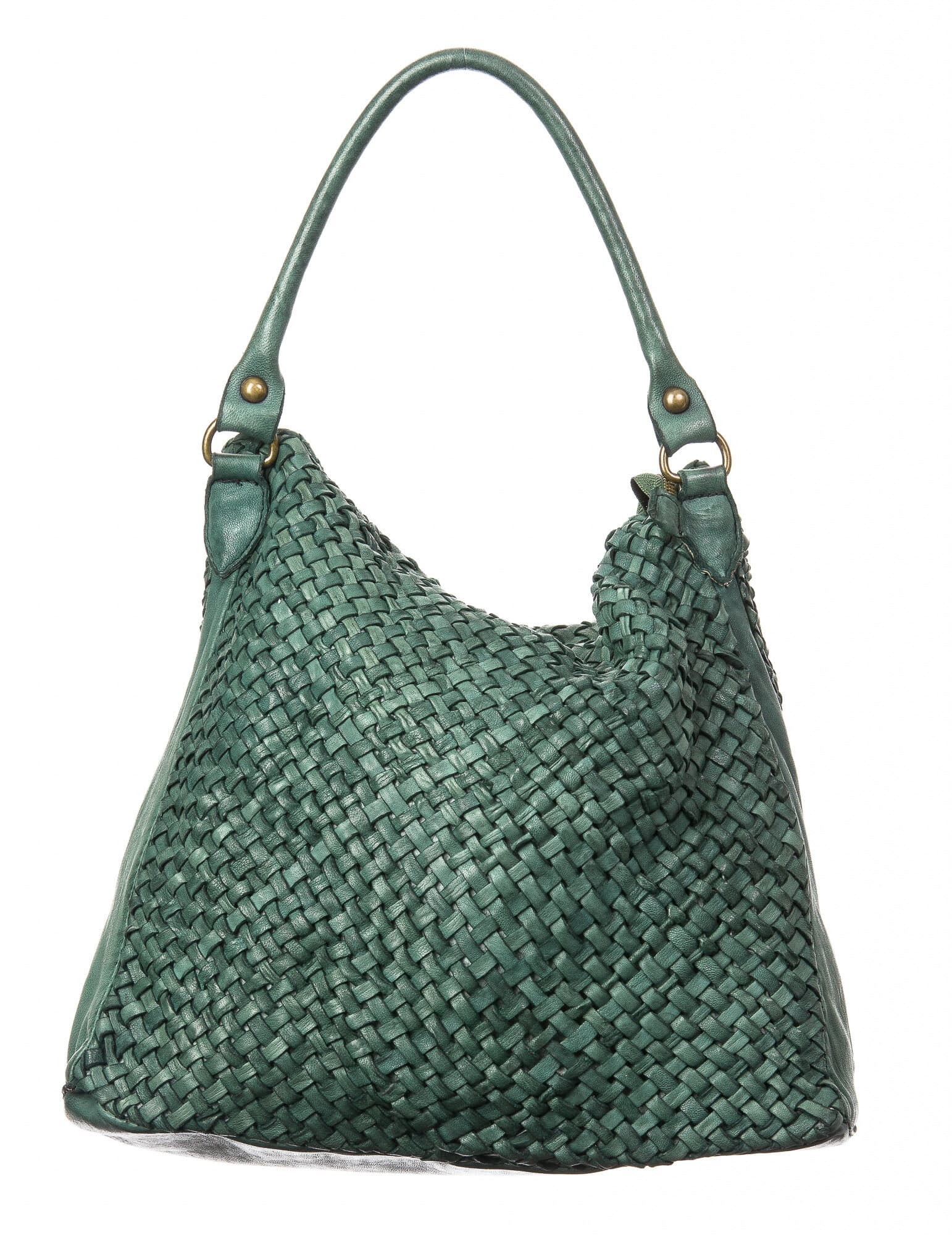 Borsa donna in vera pelle CHIARO SCURO mod. KIKA, colore VERDE, Made in Italy.