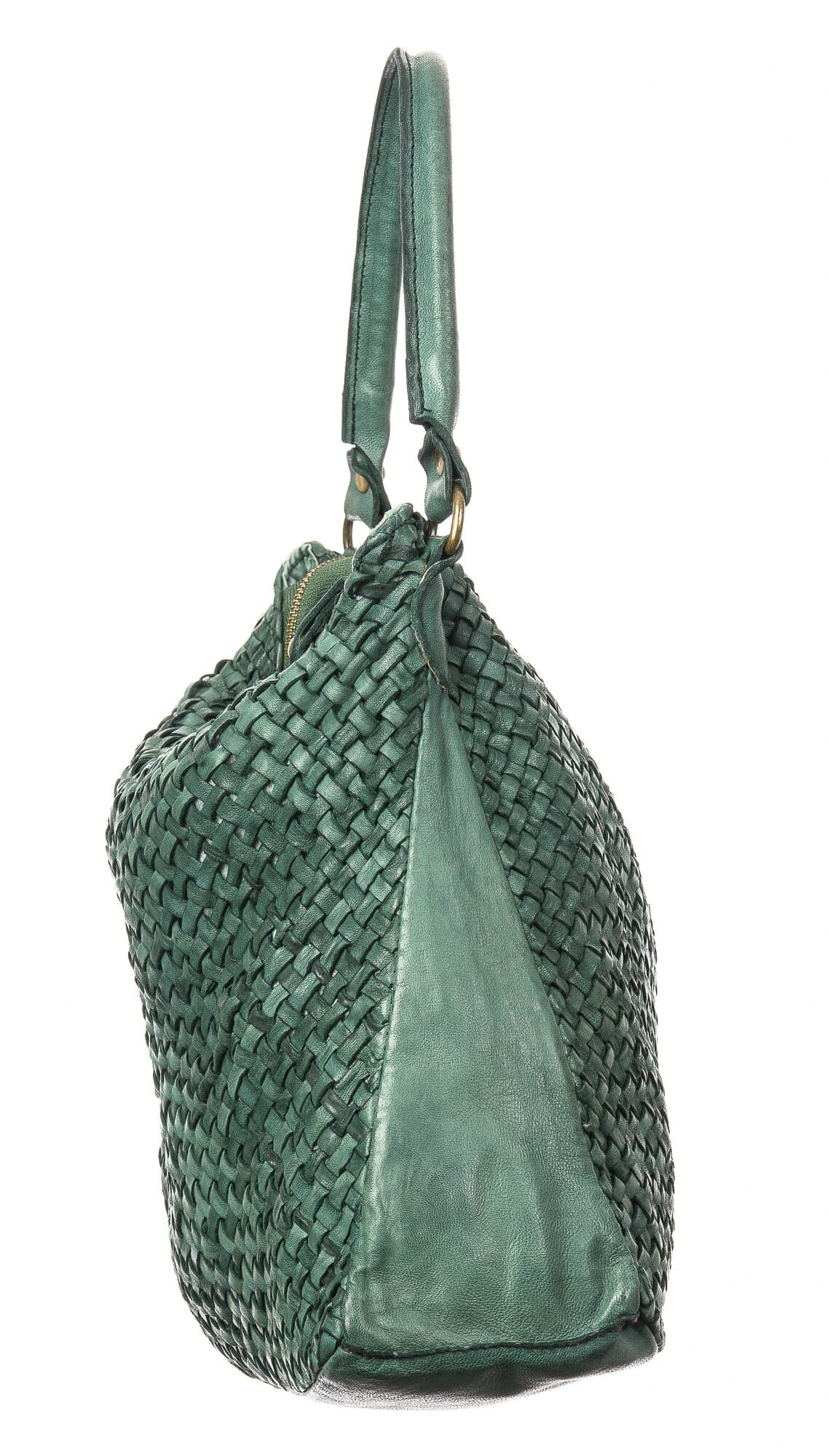 Borsa donna in vera pelle CHIARO SCURO mod. KIKA, colore VERDE, Made in Italy.
