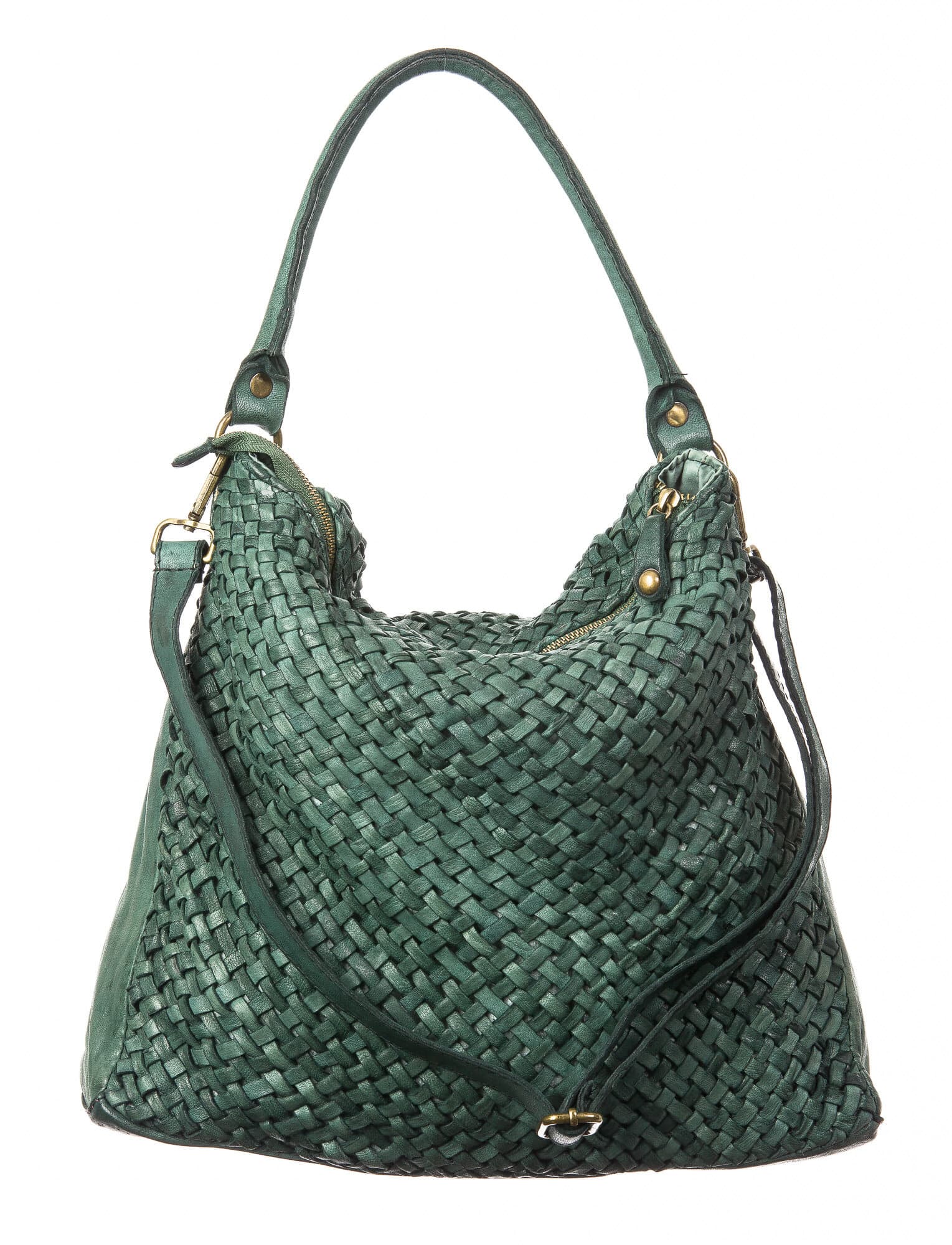 Borsa donna in vera pelle CHIARO SCURO mod. KIKA, colore VERDE, Made in Italy.