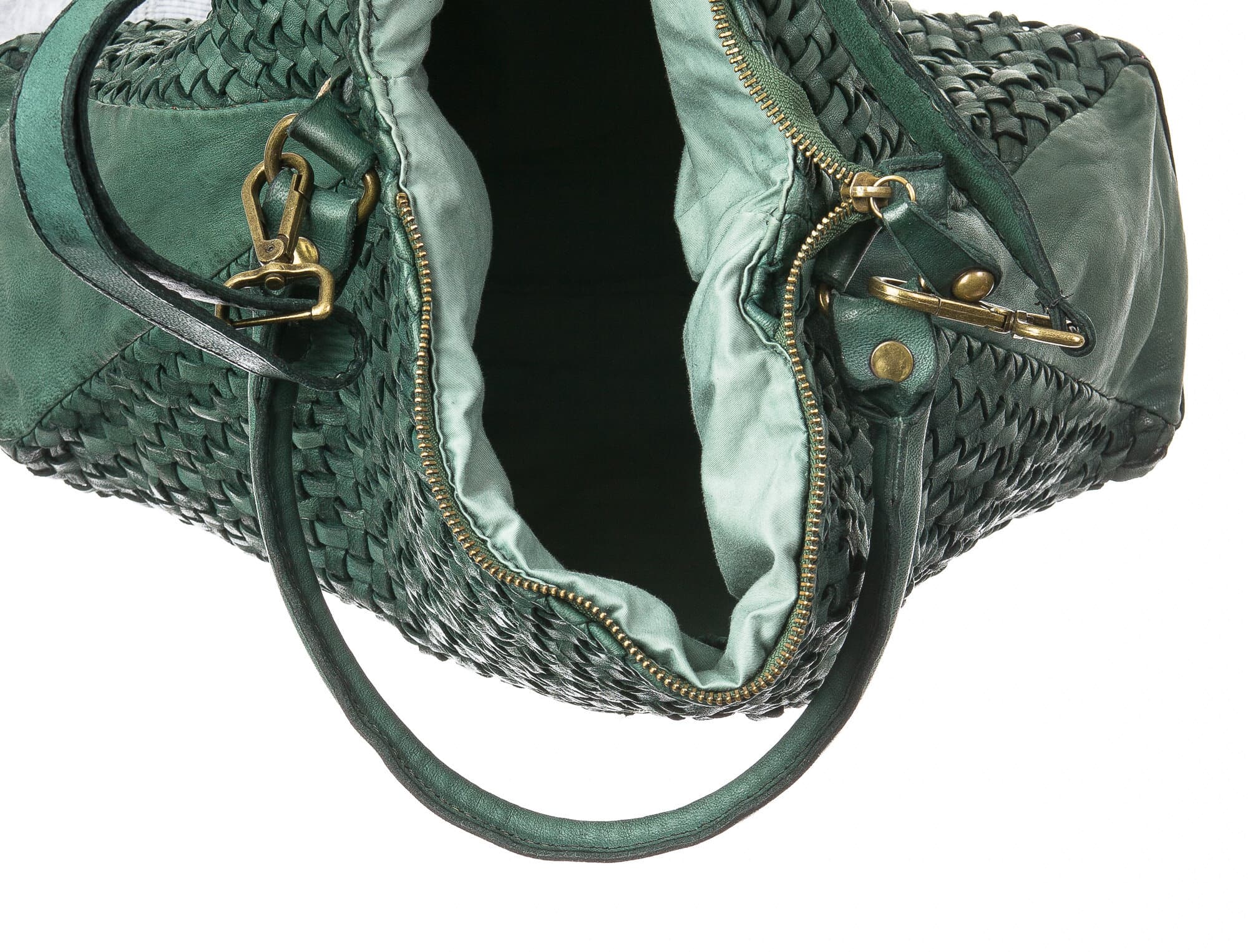 Borsa donna in vera pelle CHIARO SCURO mod. KIKA, colore VERDE, Made in Italy.
