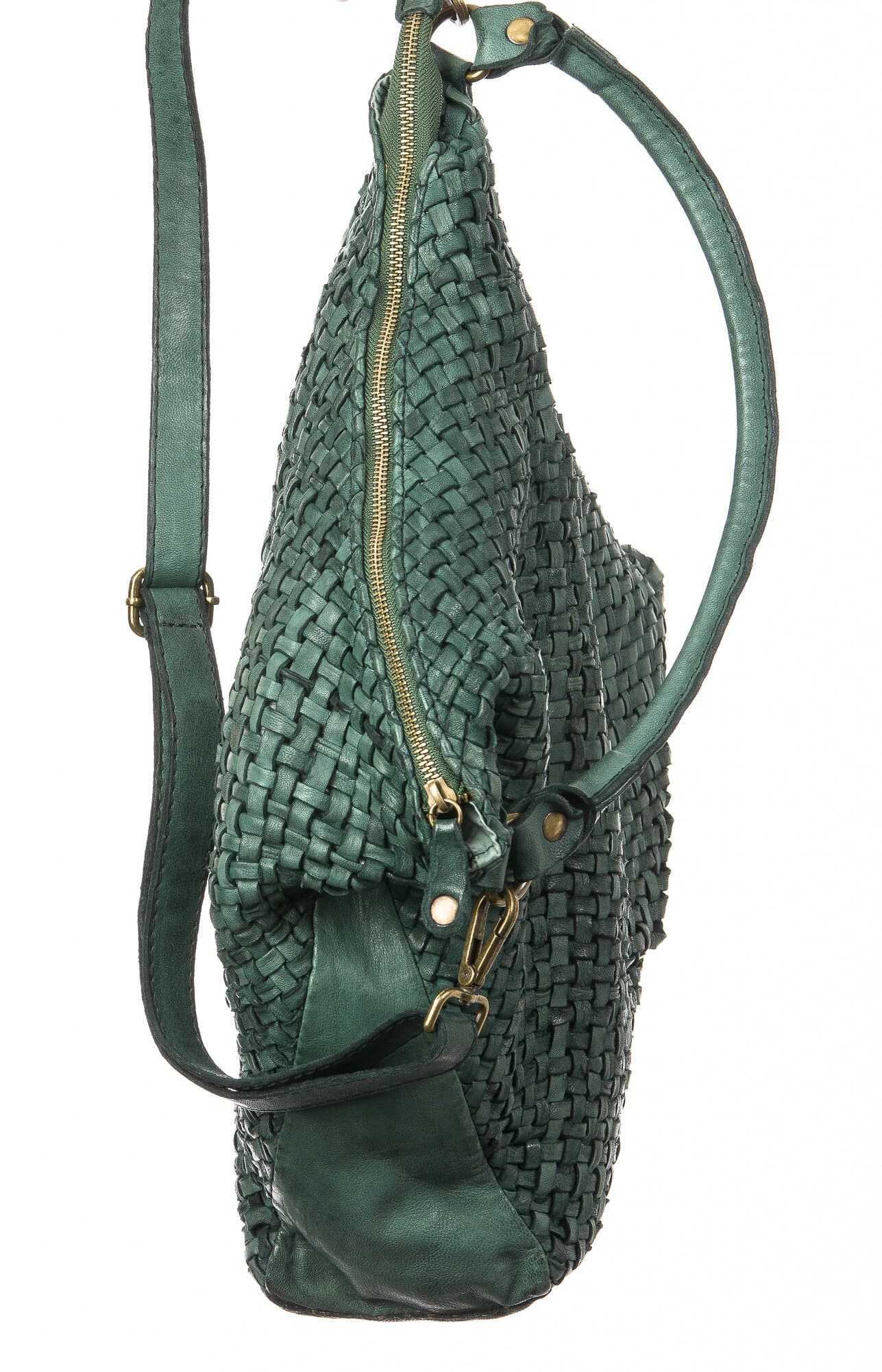 Borsa donna in vera pelle CHIARO SCURO mod. KIKA, colore VERDE, Made in Italy.