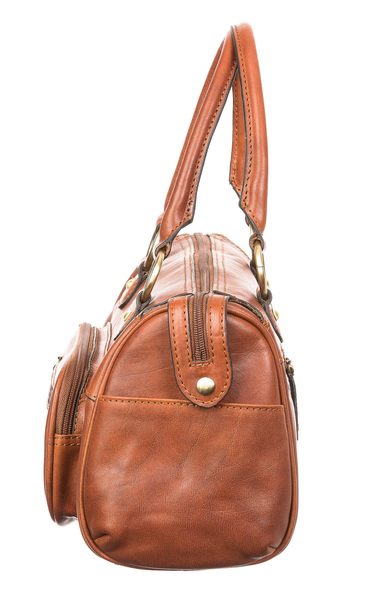 Borsa donna in vera pelle SANTINI mod. RUSLANA, colore MIELE, Made in Italy.