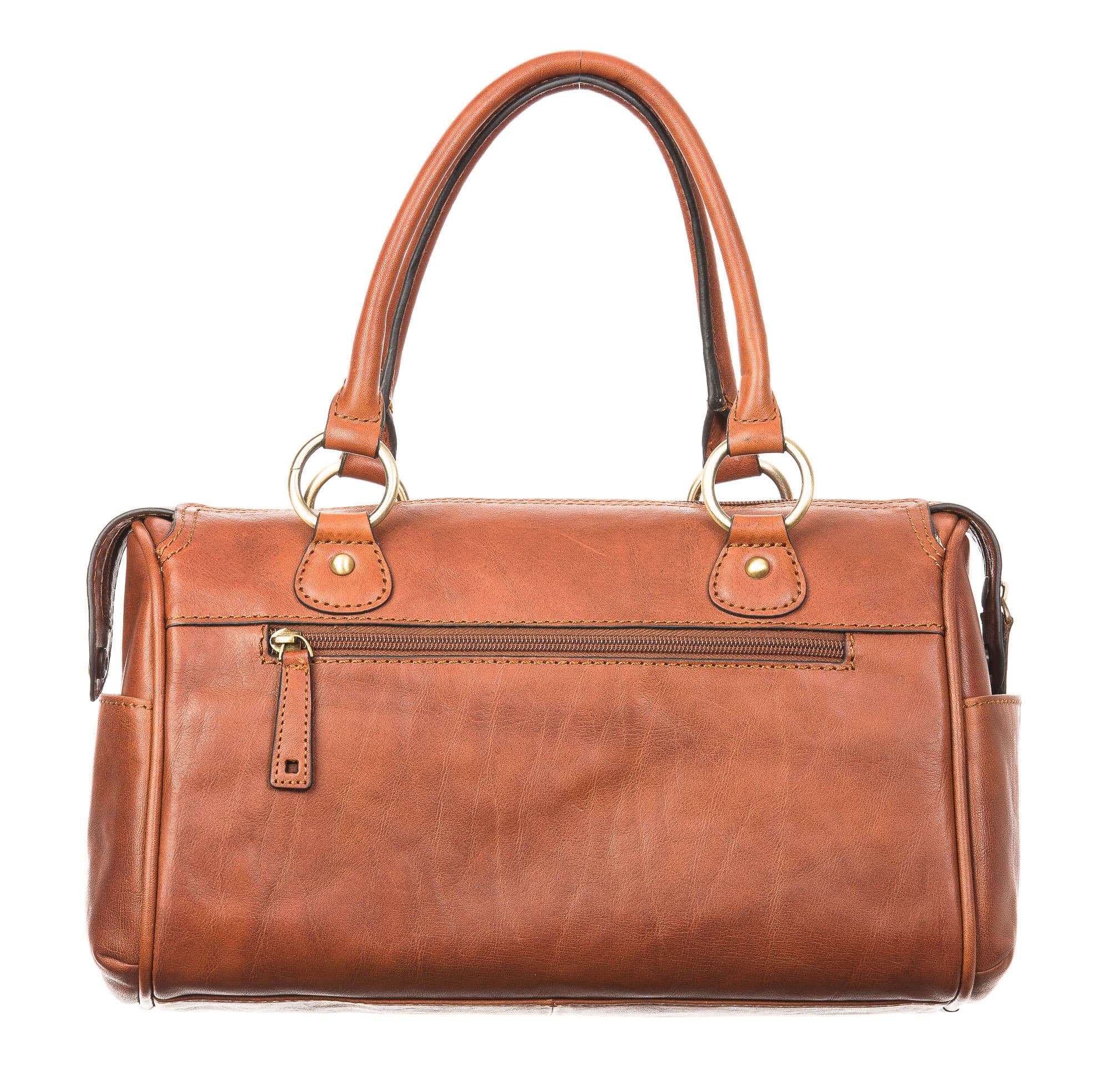 Borsa donna in vera pelle SANTINI mod. RUSLANA, colore MIELE, Made in Italy.