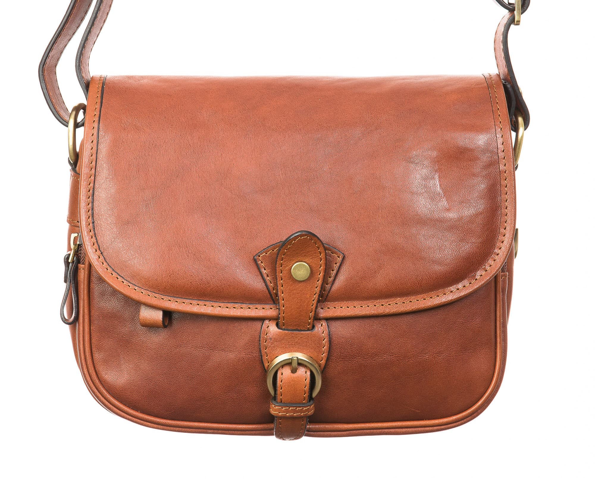 Borsa donna in vera pelle SANTINI mod. LANA, colore MIELE, Made in Italy.