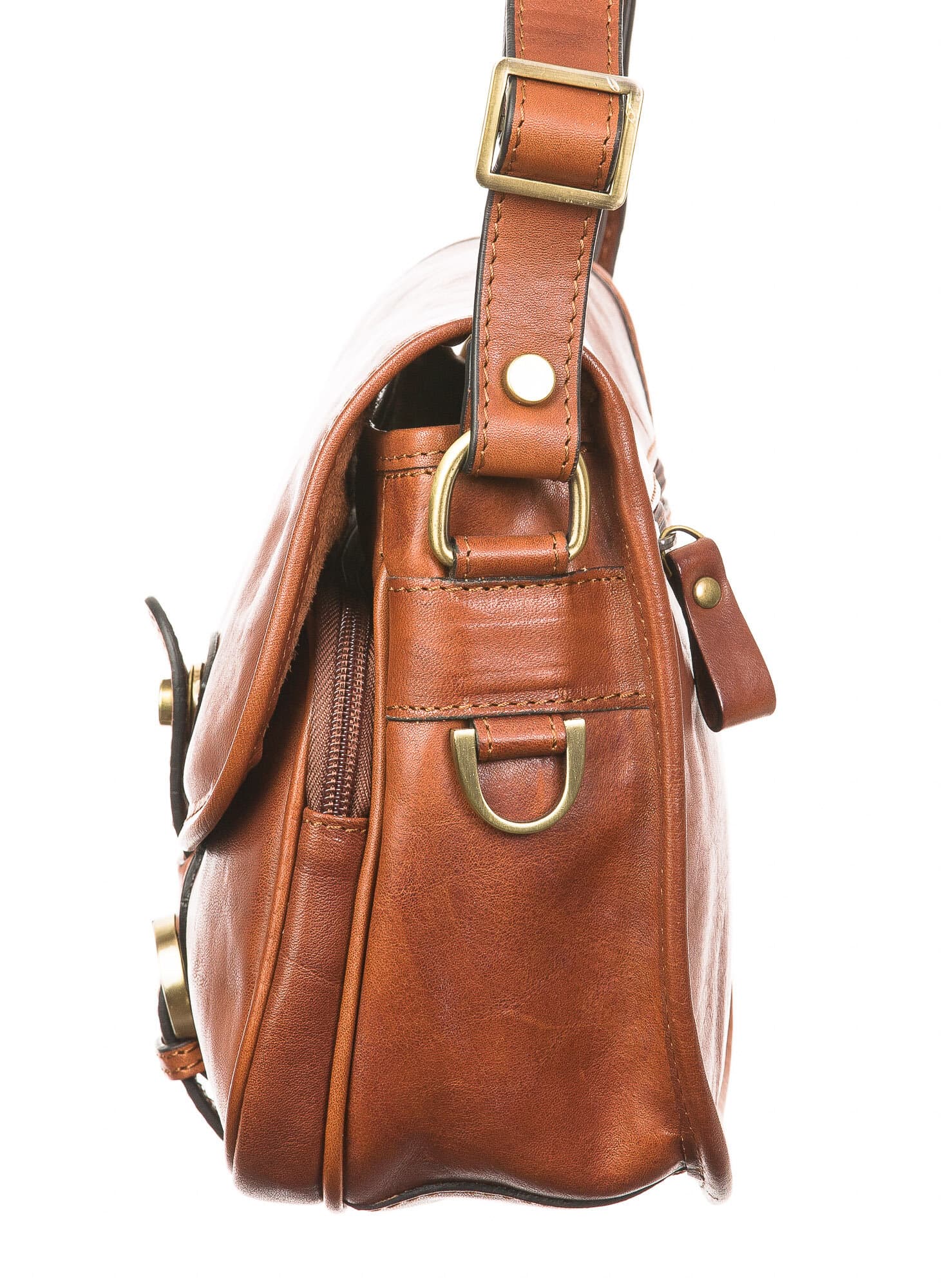 Borsa donna in vera pelle SANTINI mod. LANA, colore MIELE, Made in Italy.