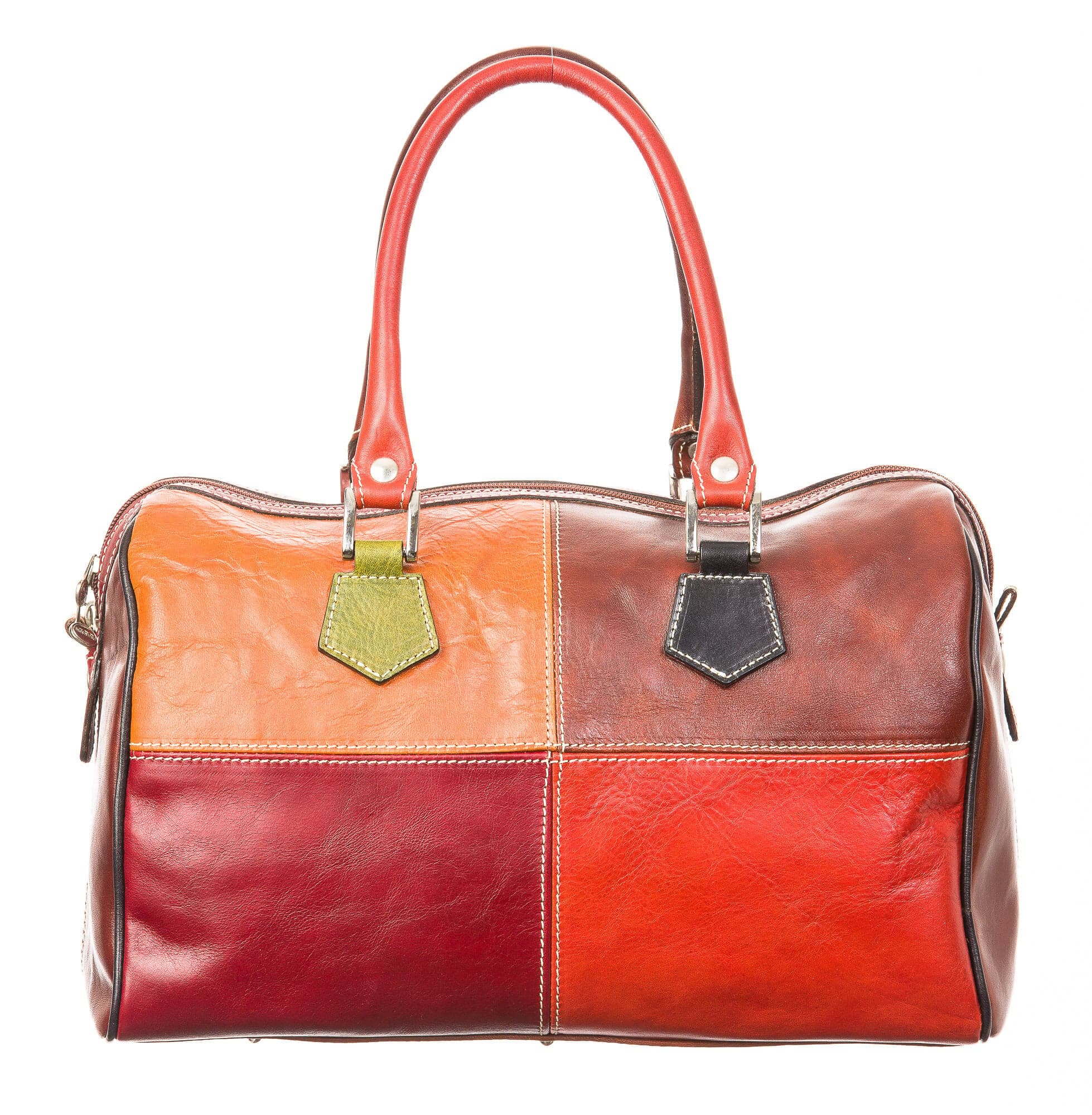 Borsa donna in vera pelle SANTINI mod. ANETA, MULTICOLORE, Made in Italy.