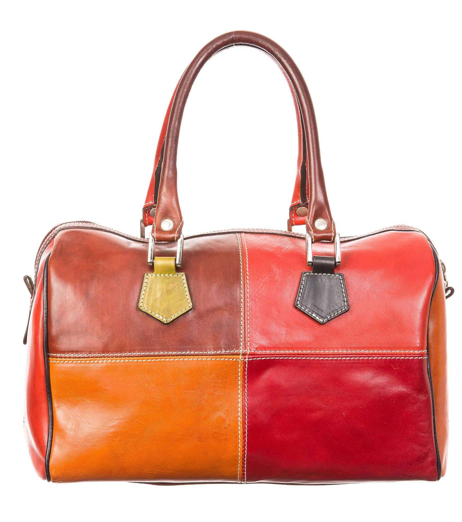 Borsa donna in vera pelle SANTINI mod. ANETA, MULTICOLORE, Made in Italy.