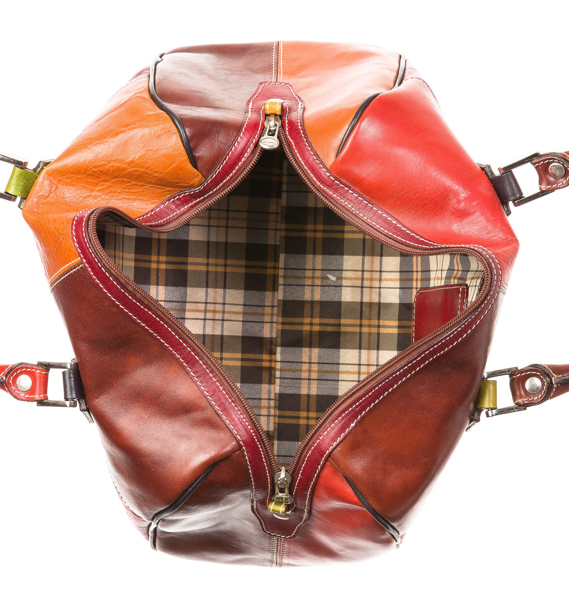 Borsa donna in vera pelle SANTINI mod. ANETA, MULTICOLORE, Made in Italy.