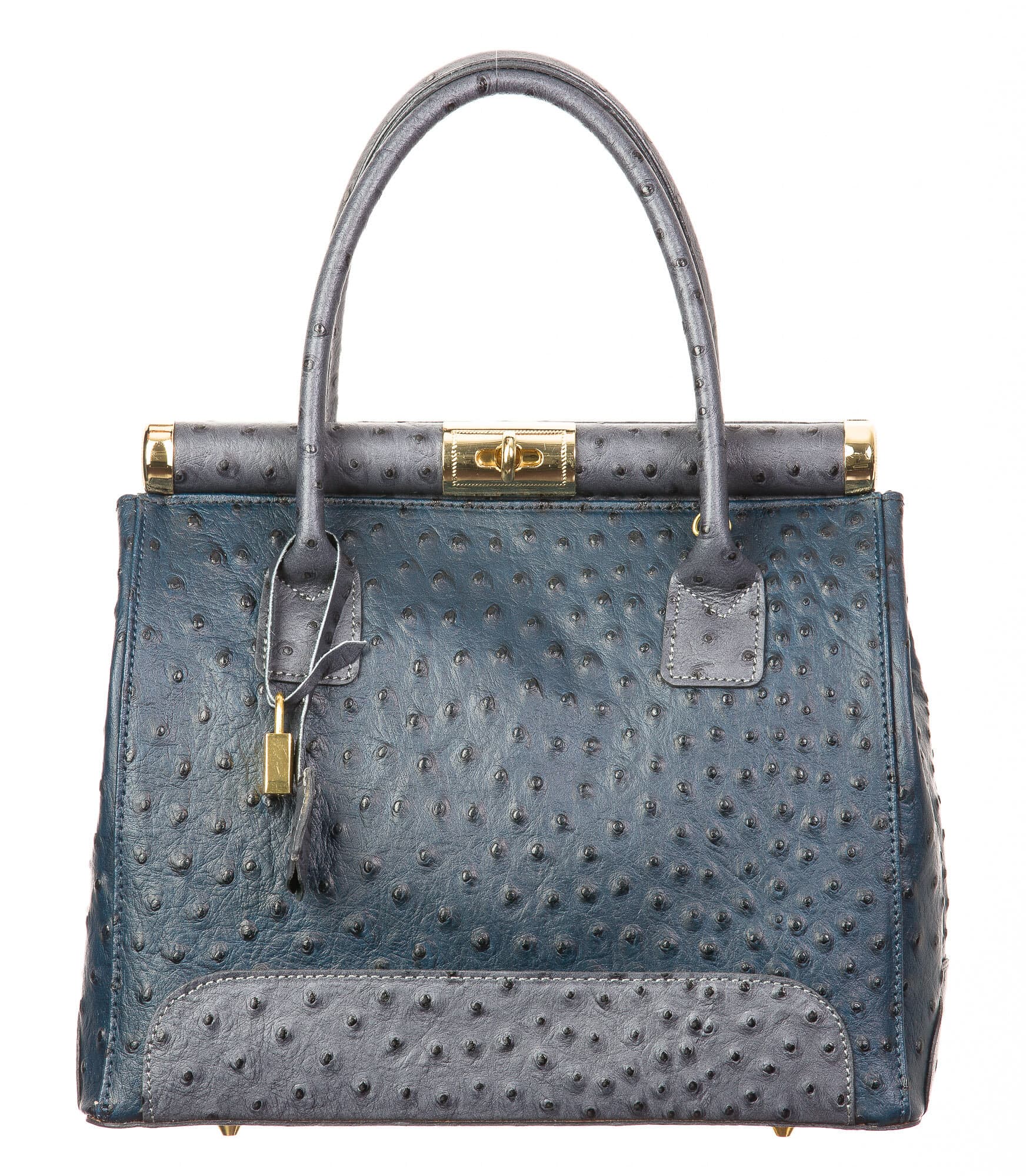 Borsa donna in vera pelle CHIARO SCURO mod. LEONA, colore BLU, Made in Italy.